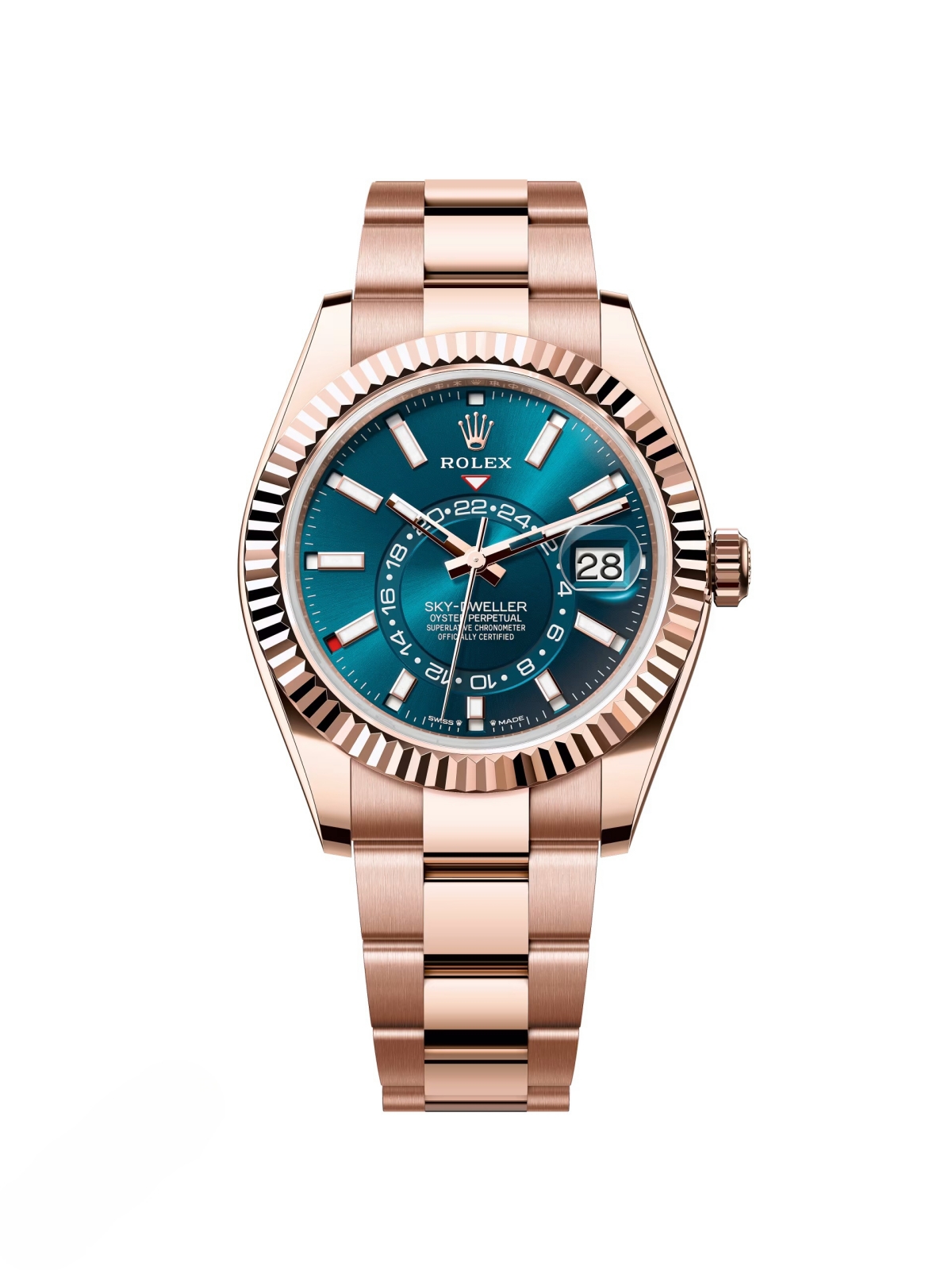【Free Shipping】【Super Clone】RLX  Sky-Dweller 42mm 336935-0001/0005 Rose Gold Blue Dial Oyster