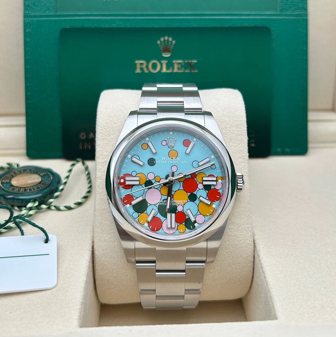 【Free Shipping】【Super Clone】RLX 124300-0008 Oyster Perpetual 41mm Turquoise blue Celebration Dial