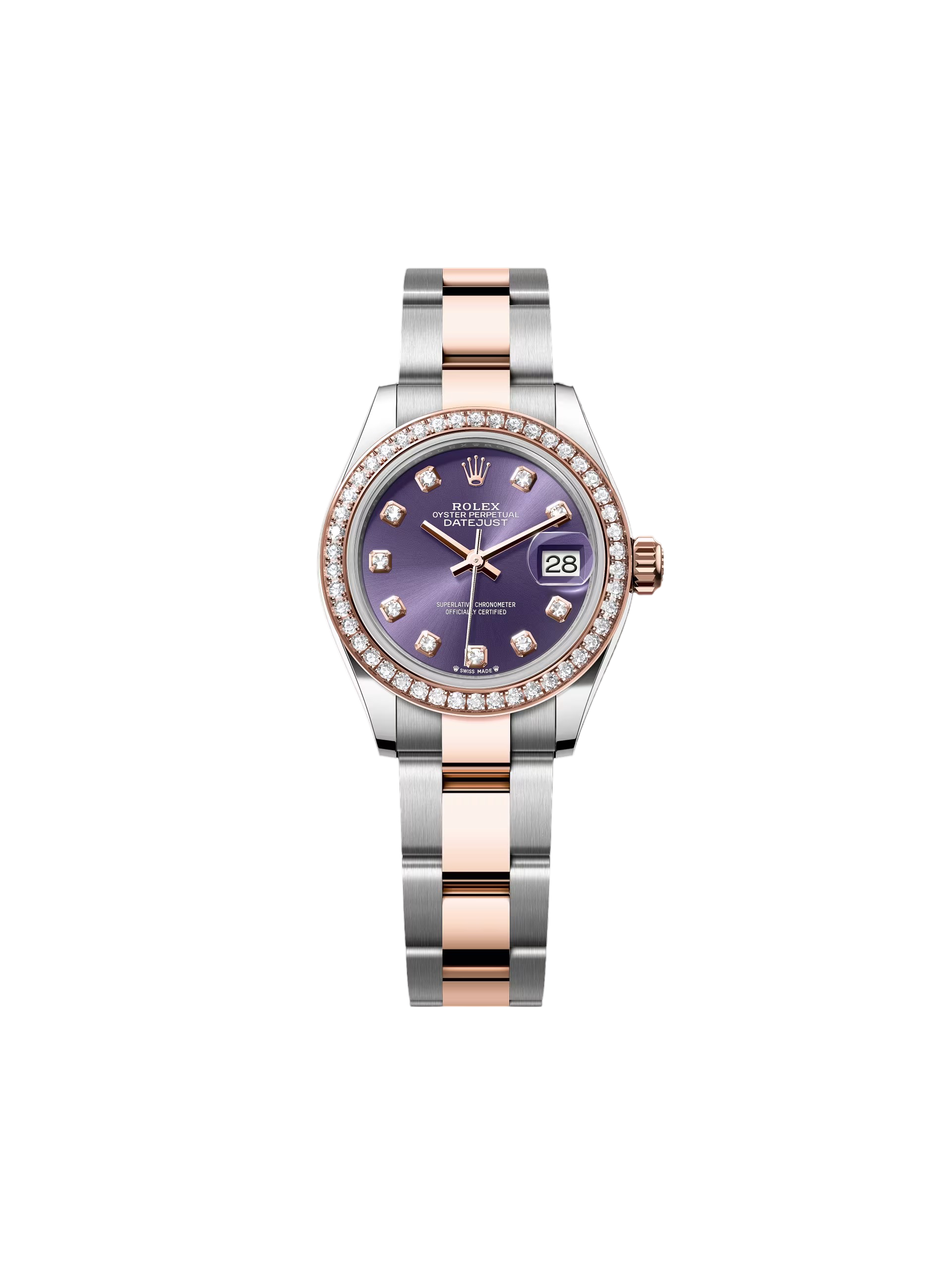 【Free Shipping】【Super Clone】RLX Lady-Datejust 28mm 279381RBR Aubergine Diamond Dial Oyster Bracelet
