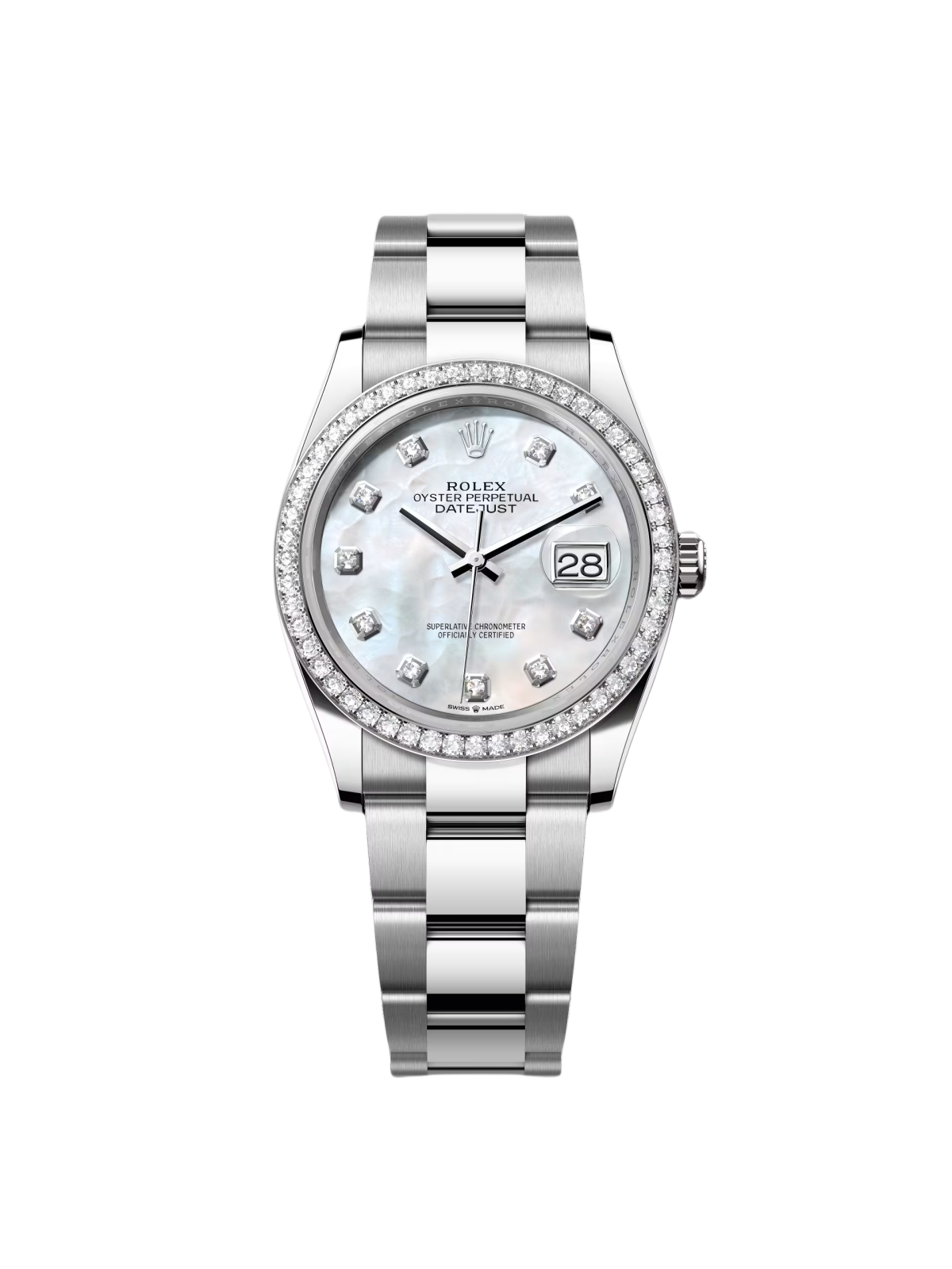 【Free Shipping】【Super Clone】RLX  Datejust 36mm 126284 Mother-of-Pearl Dial Oyster Bracelet