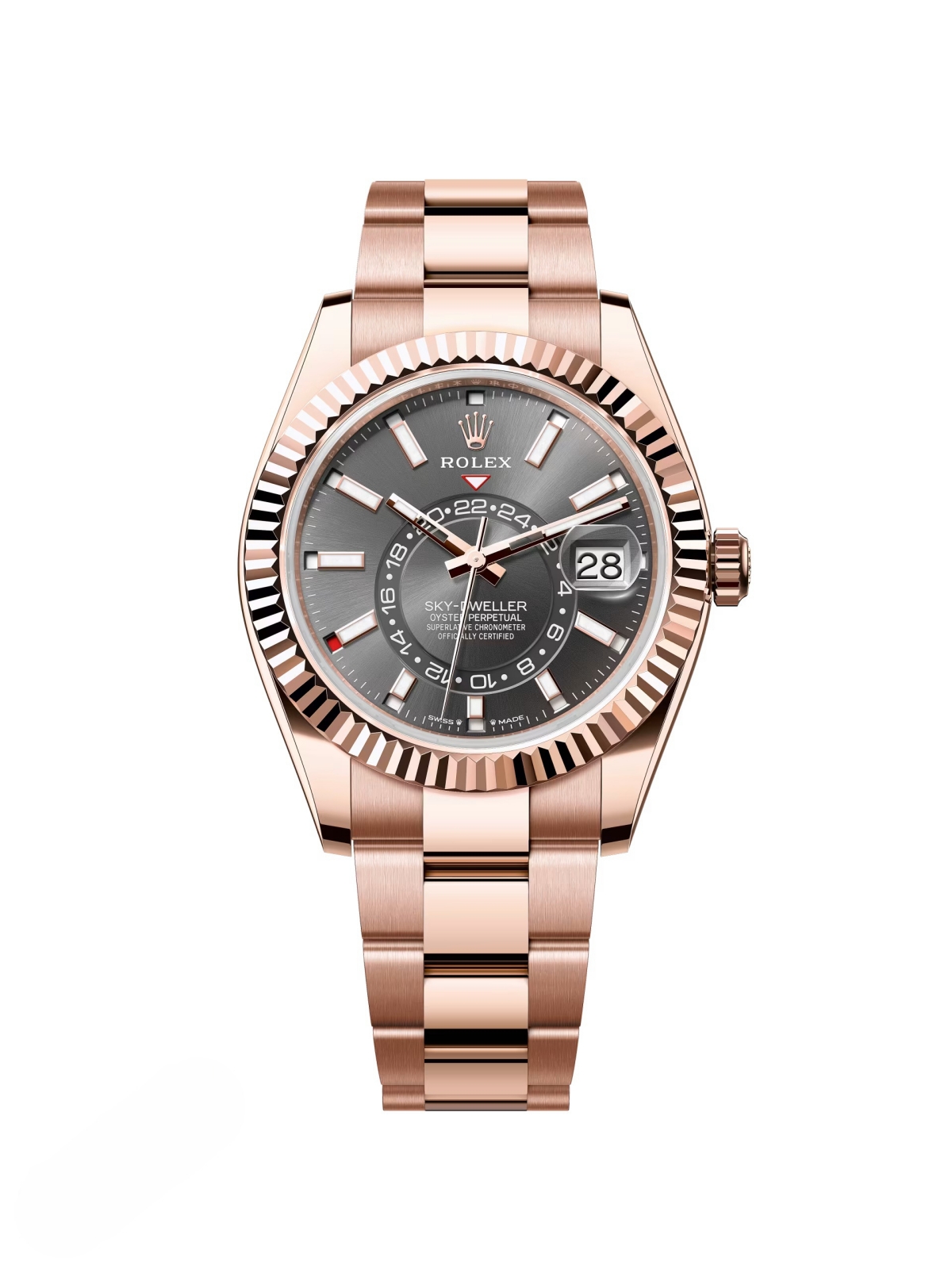 【Free Shipping】【Super Clone】RLX  Sky-Dweller 42mm 336935-0004/0008 Rose Gold Rhodium Dial Oyster