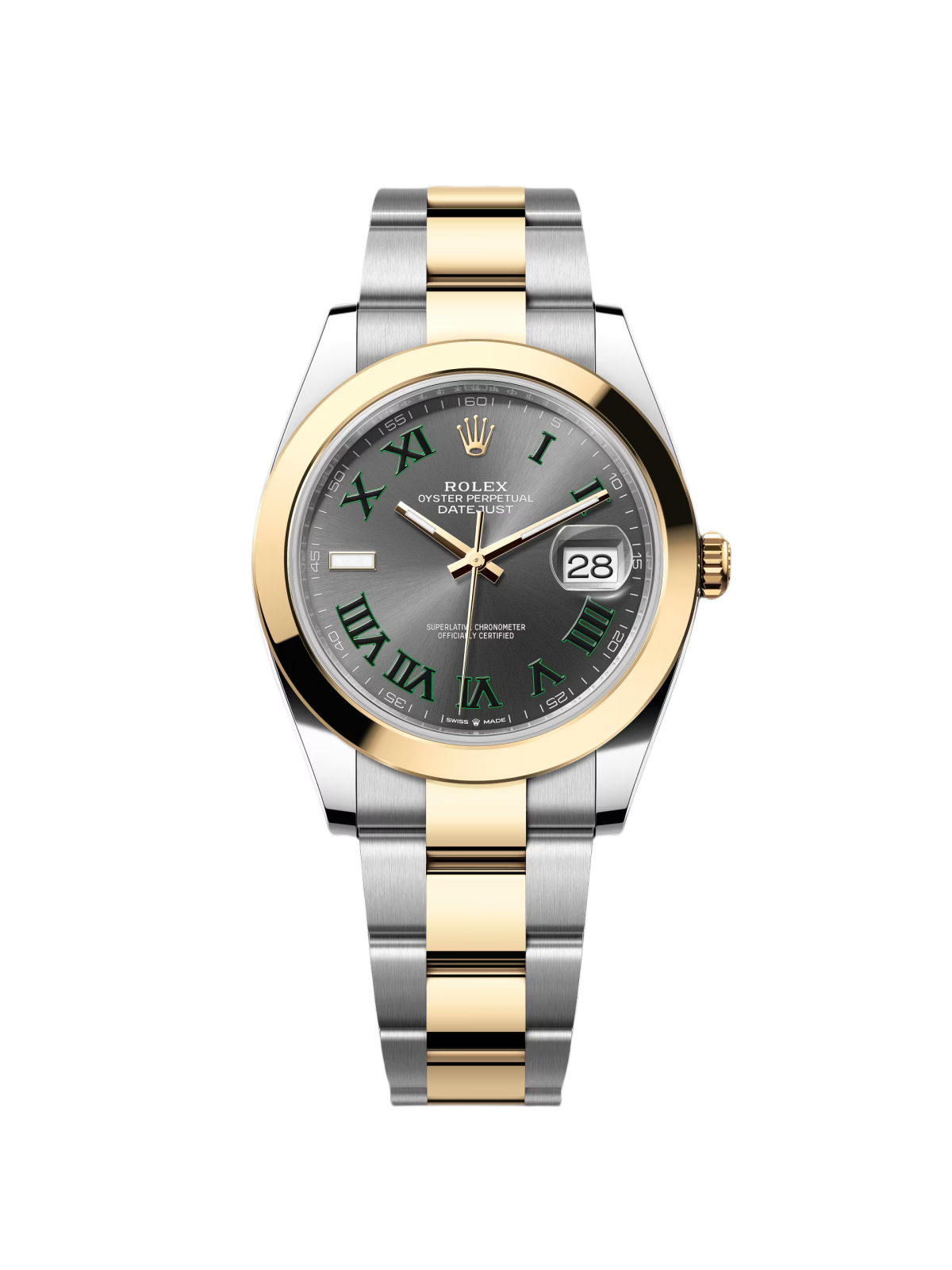 【Free Shipping】【Super Clone】RLX Datejust 41mm 126303 Slate Roman Oyster Steel and Yellow Gold Mens Watch