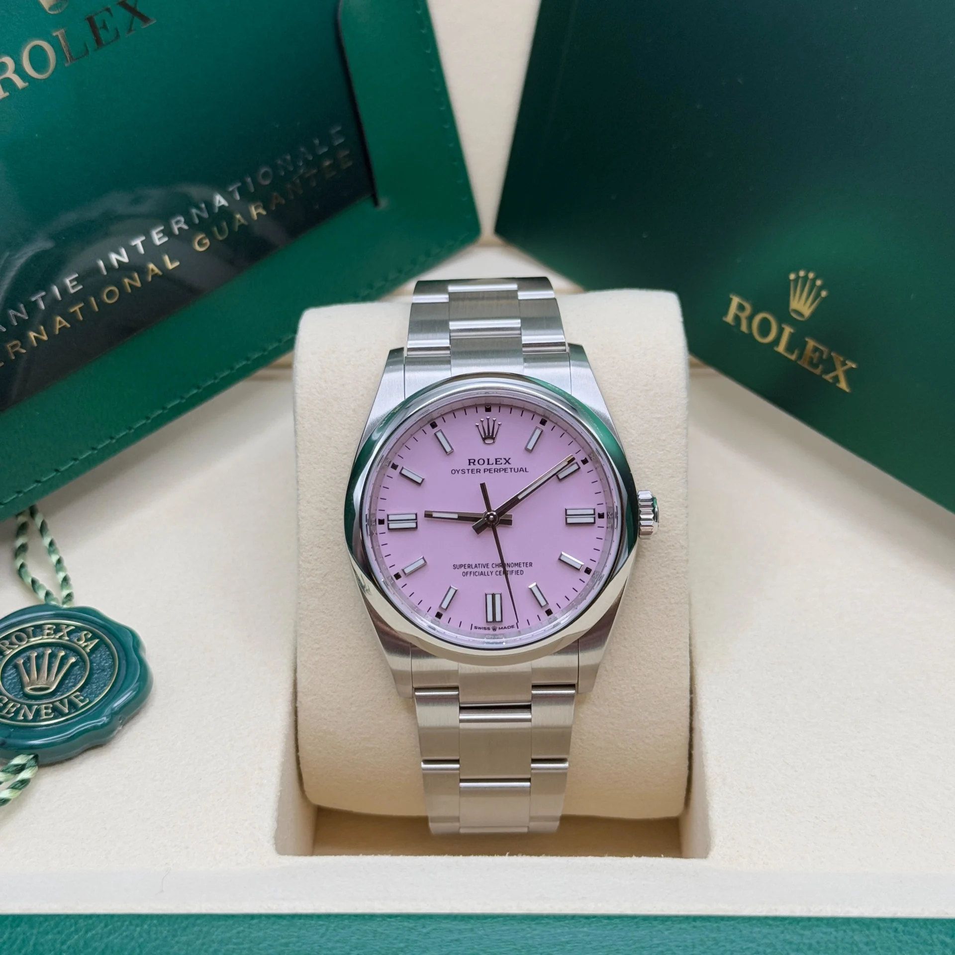 【Free Shipping】【Super Clone】RLX Oyster Perpetual 36mm 126000-0008 Candy Pink Dial Oyster Stainless Steel