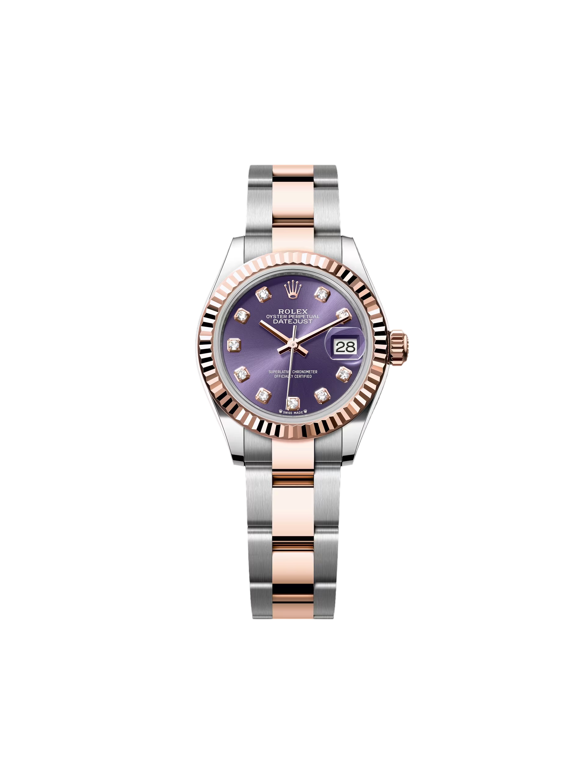 【Free Shipping】【Super Clone】RLX Lady-Datejust 28mm 279171 Aubergine Diamond Oyster Stainless Steel and Rose Gold