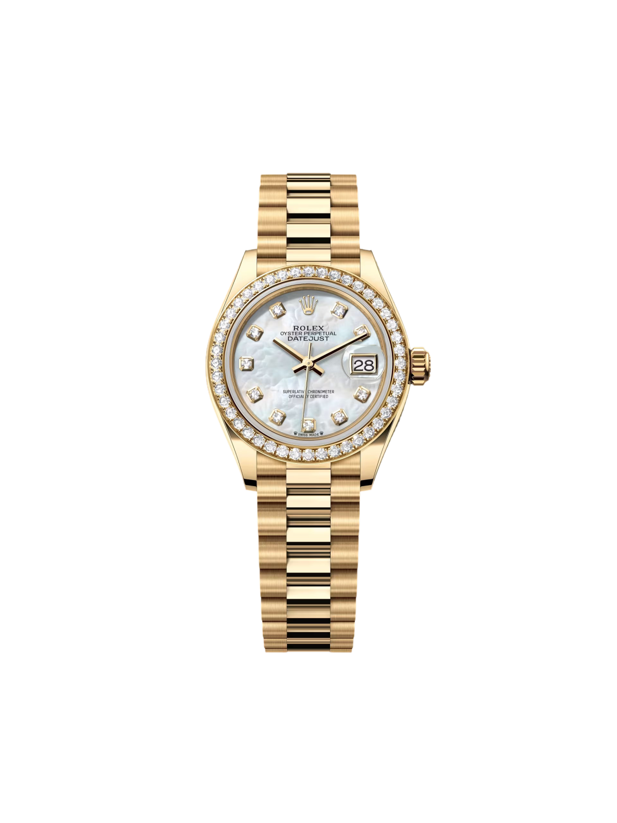 【Free Shipping】【Super Clone】RLX  Lady-Datejust 28mm 279138RBR White Mother-of-Pearl Dial President Bracelet Watch