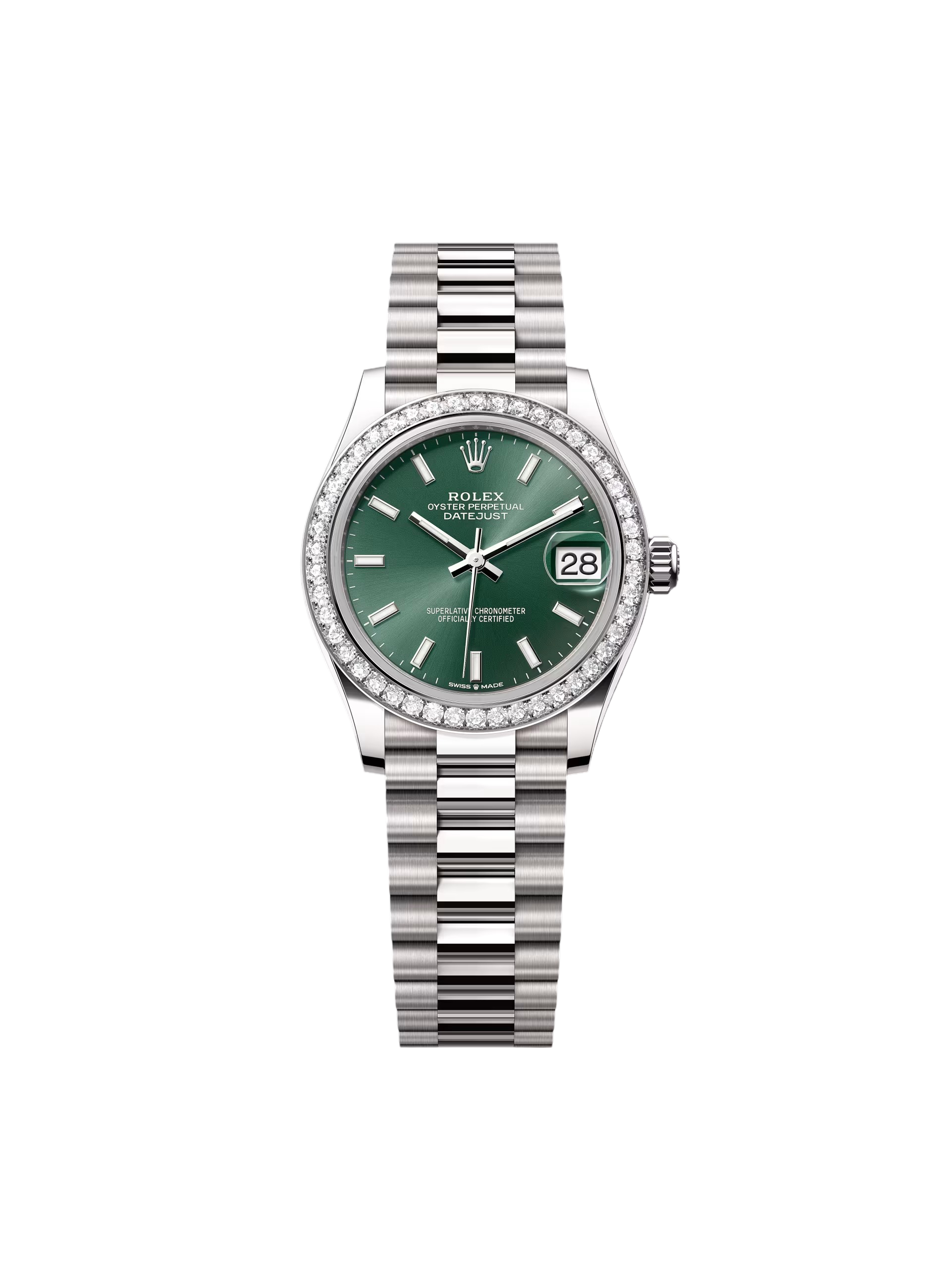 【Free Shipping】【Super Clone】RLX Datejust m278289RBR-0015 Mint Green Dial White Gold President Watch