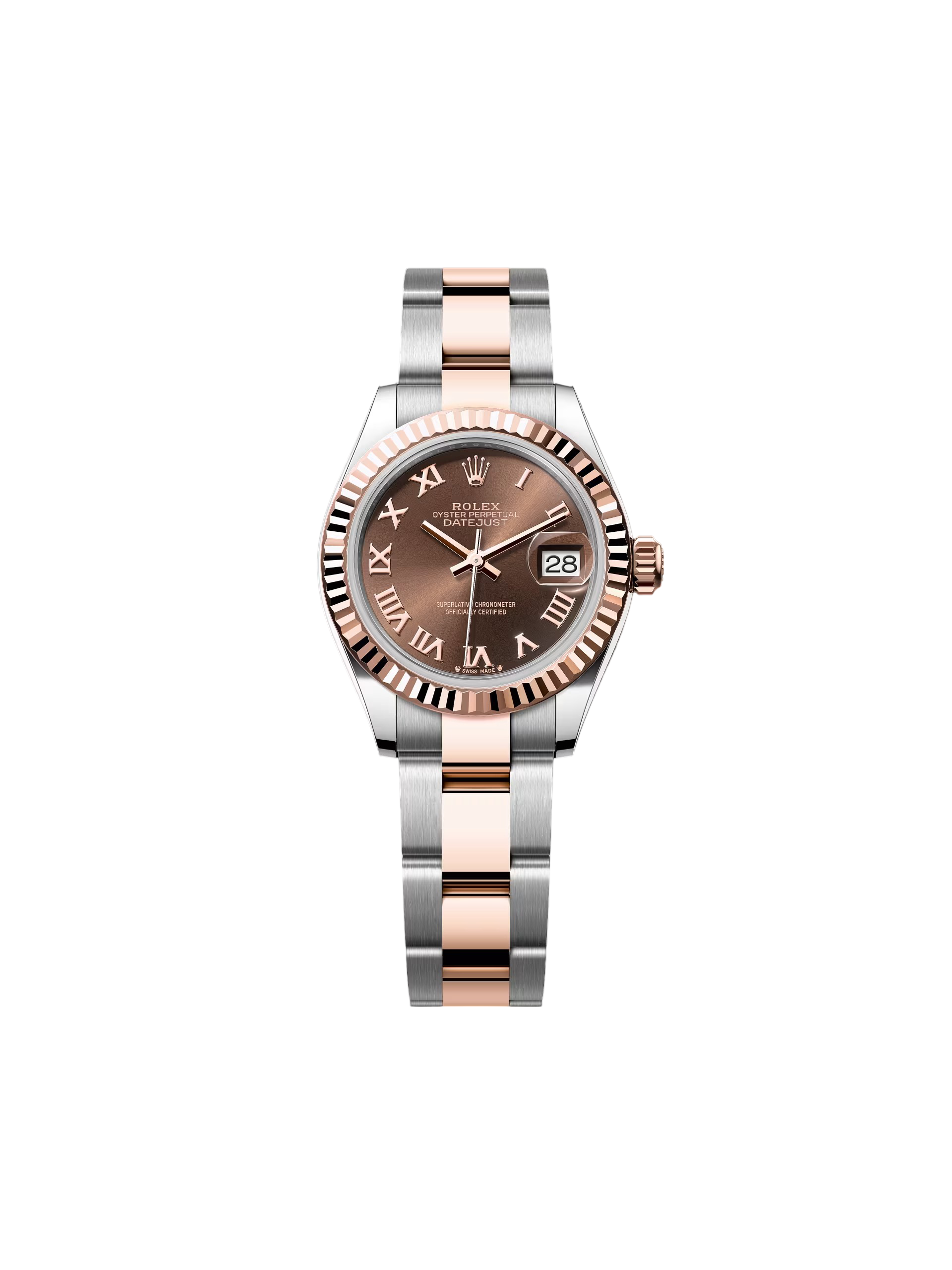 【Free Shipping】【Super Clone】RLX Lady-Datejust 28mm 279171 Chocolate Roman Oyster Stainless Steel and Rose Gold