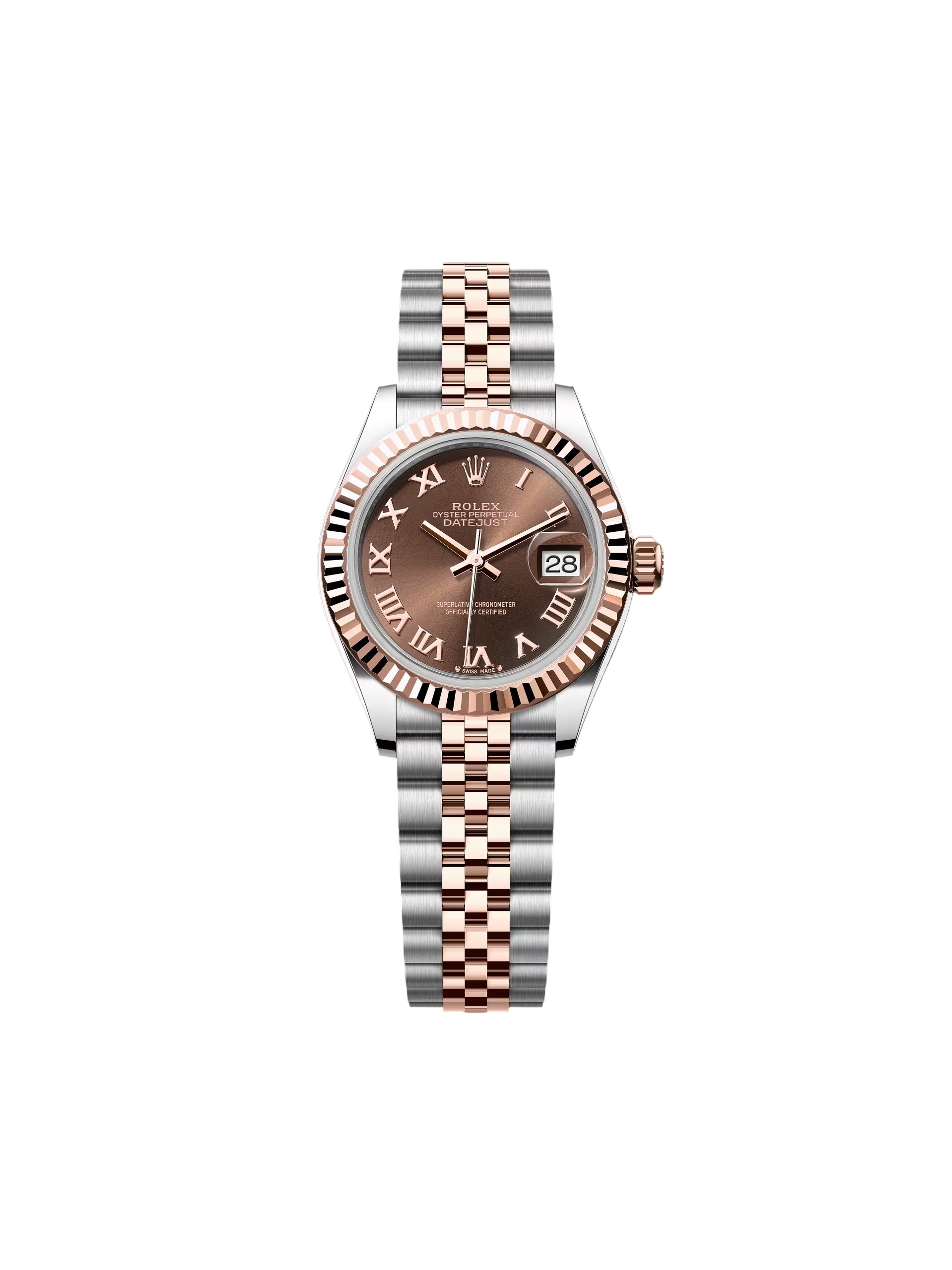 【Free Shipping】【Super Clone】RLX Lady-Datejust 28mm 279171 Chocolate Roman Oyster Stainless Steel and Rose Gold