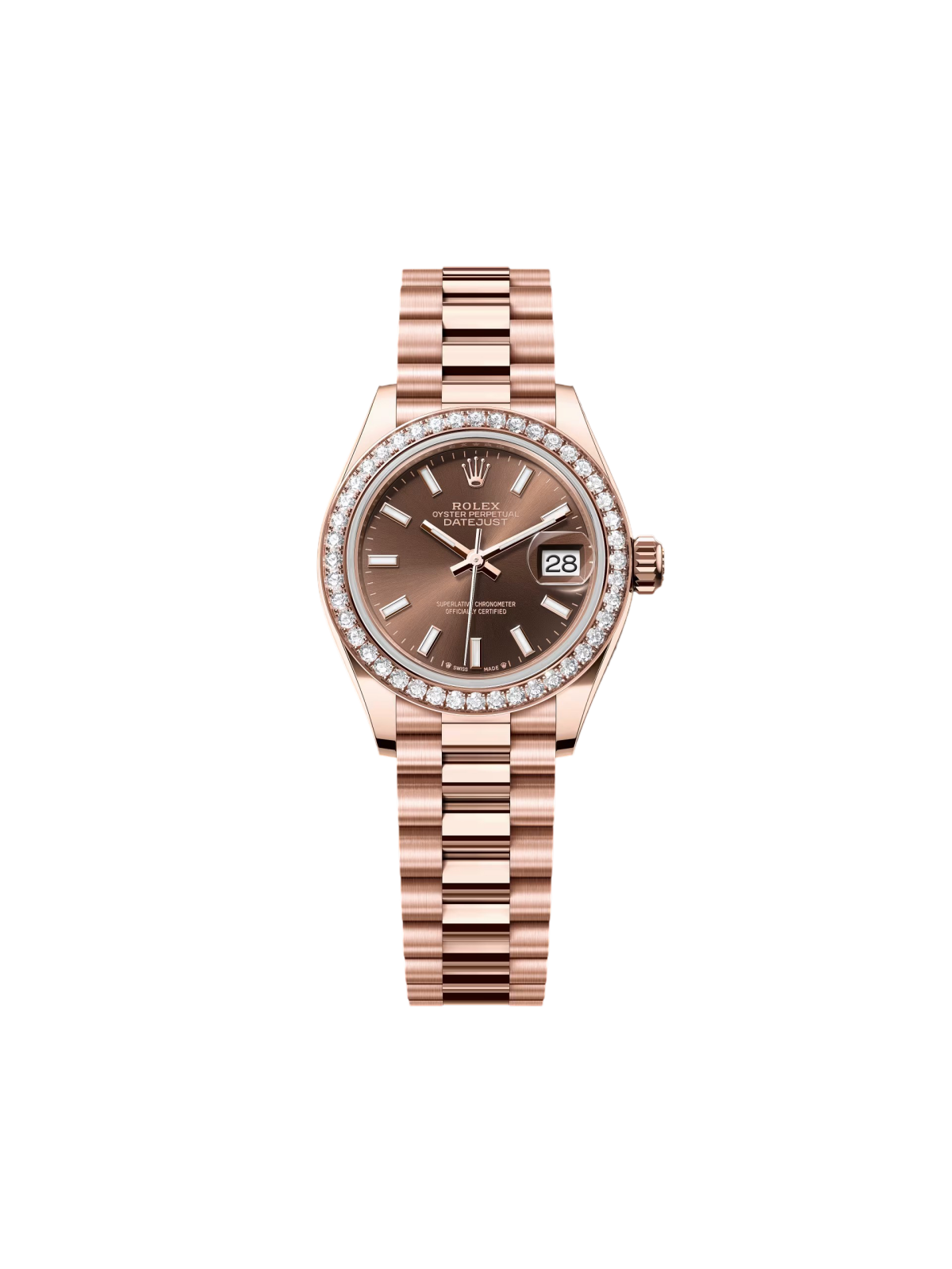 【Free Shipping】【Super Clone】RLX  Lady-Datejust 28mm 279135RBR Chocolate Dial Jubilee Bracelet