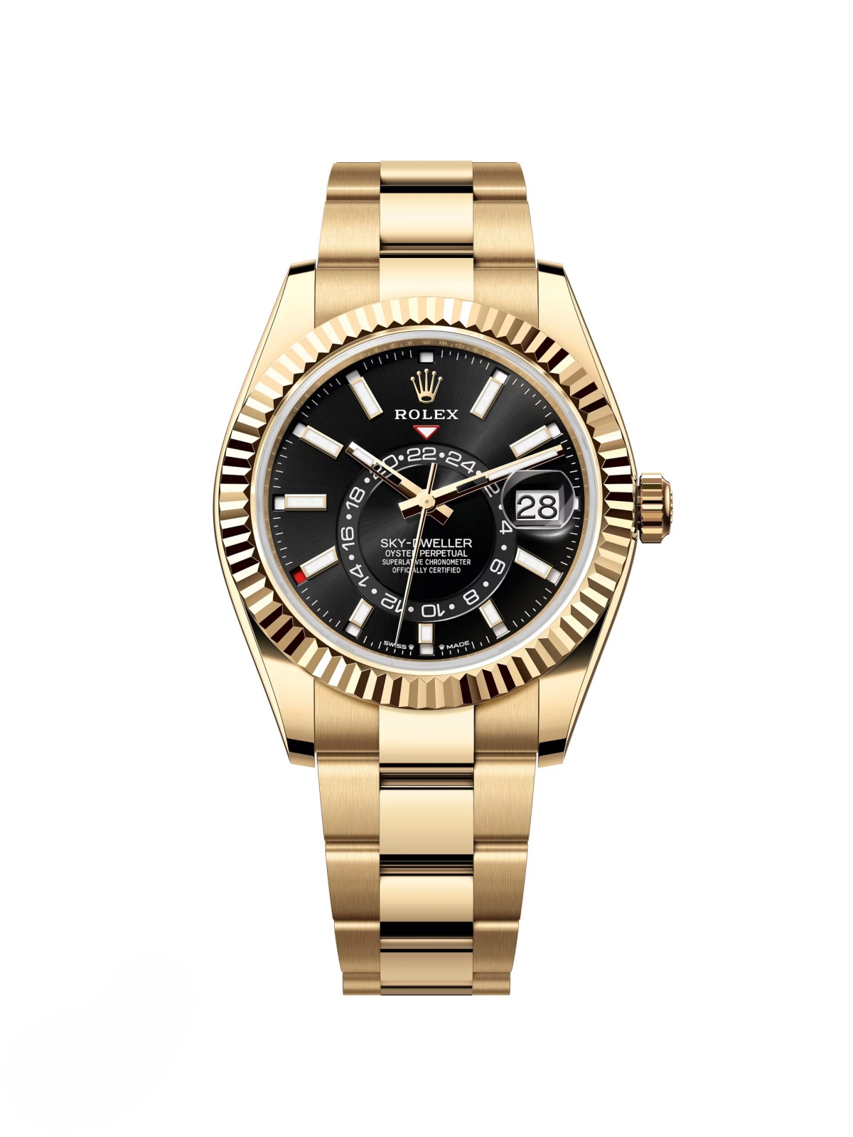 【Free Shipping】【Super Clone】RLX  Sky-Dweller 42mm 336938-0002/0005 Yellow Gold Black Dial Oyster