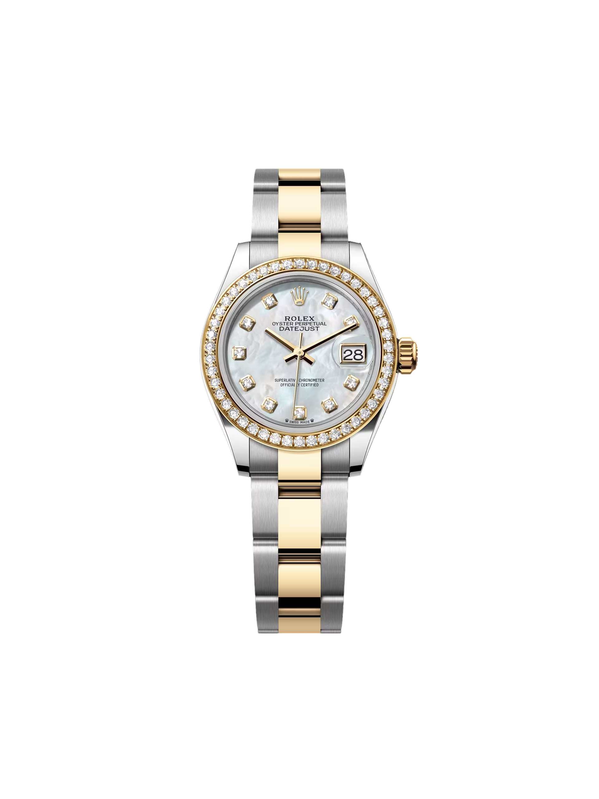 【Free Shipping】【Super Clone】RLX Lady-Datejust 28mm 279383RBR Mother-of-Pearl Dial Yellow Rolesor Oyster Bracelet