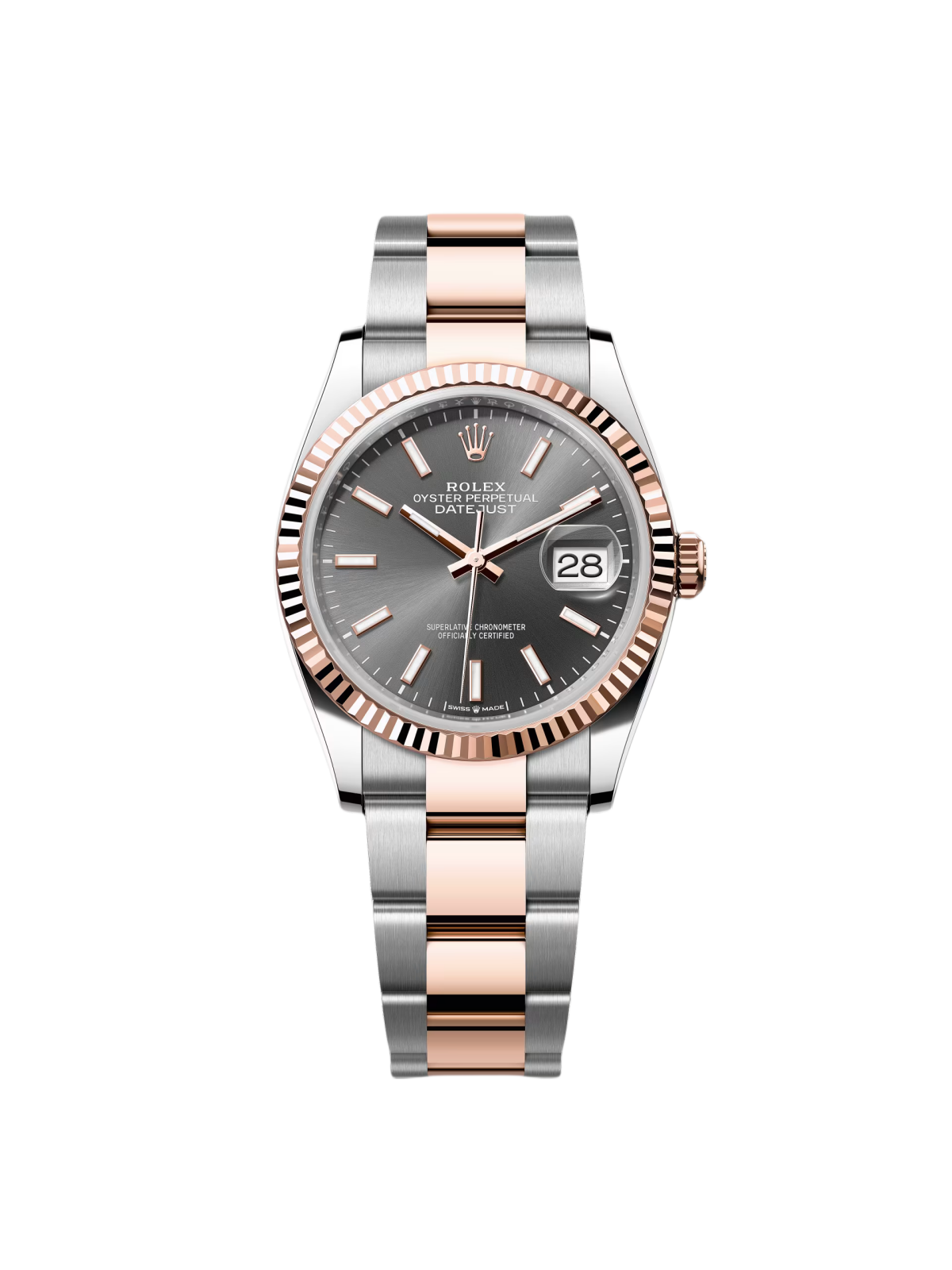 【Free Shipping】【Super Clone】RLX  Datejust 36mm 126231 Slate/Gray Dial Oystersteel and 18K Rose gold Oyster Bracelet