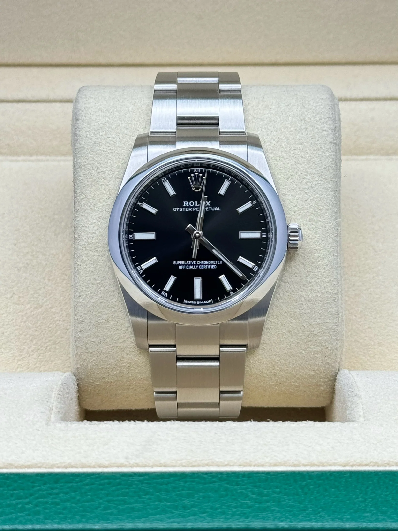 【Free Shipping】【Super Clone】RLX Oyster Perpetual 34mm 124200 Black Dial Oyster Stainless Steel Bracelet Watch