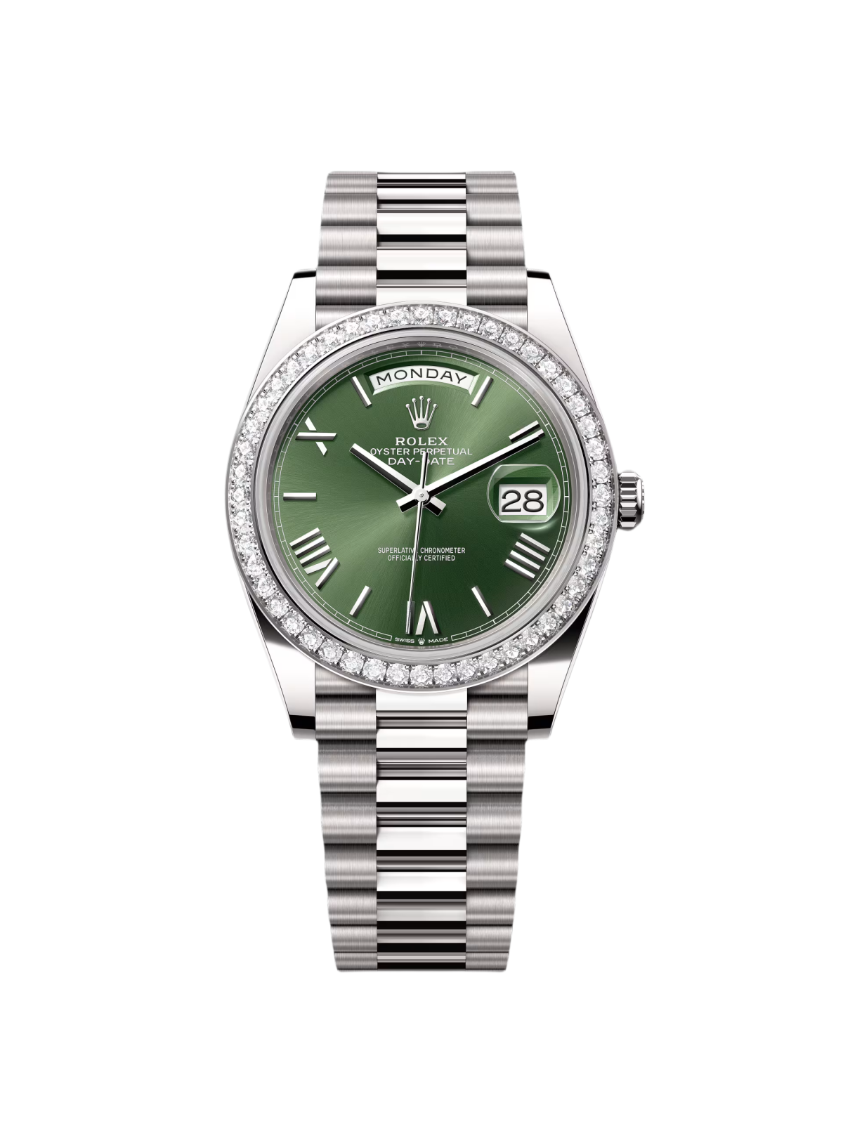 【Free Shipping】【Super Clone】RLX  Day-Date 40mm 228349RBR-0030 Olive Green Dial President Bracelet