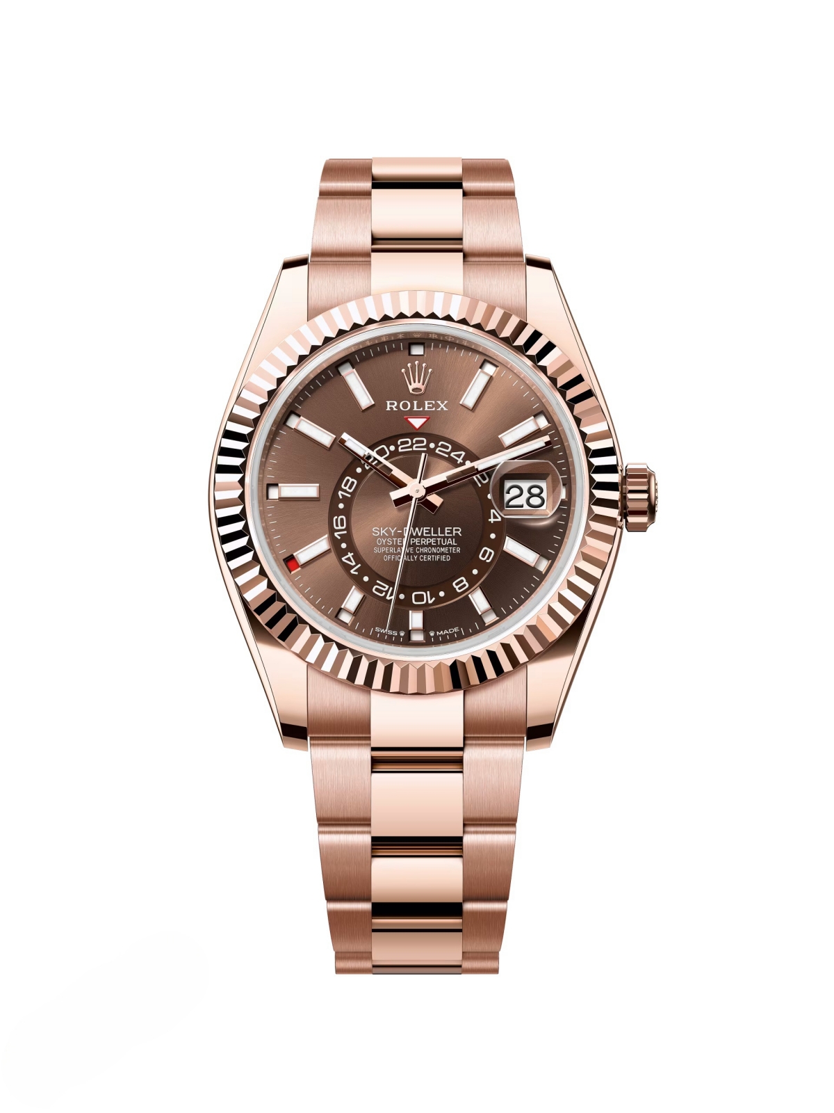【Free Shipping】【Super Clone】RLX  Sky-Dweller 42mm 336935-0002/0006 Rose Gold Chocolate Dial Jubilee