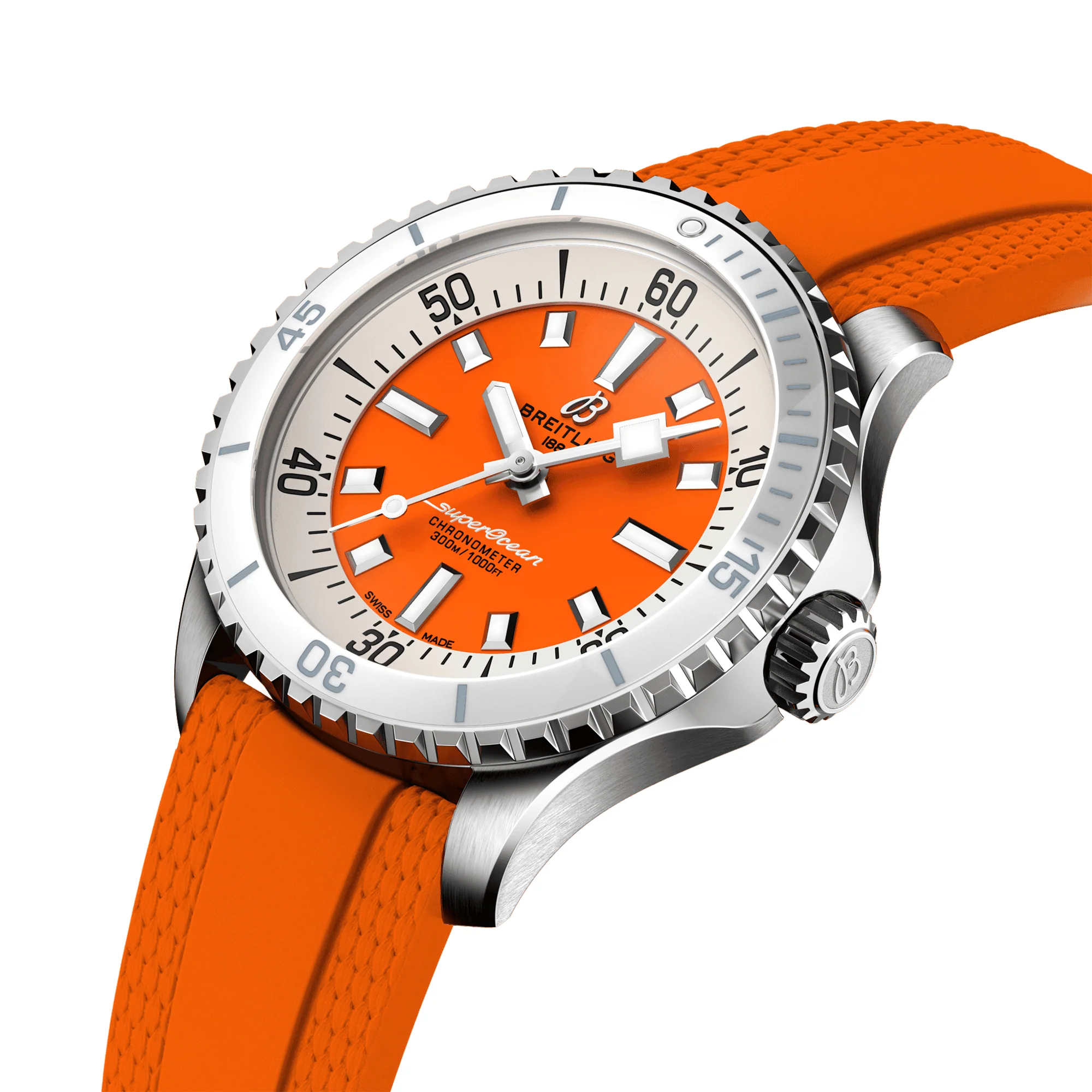 【Free Shipping】【Super Clone】BREITLINGSuperocean 36mm Orange Dial Ladies Automatic Strap Watch