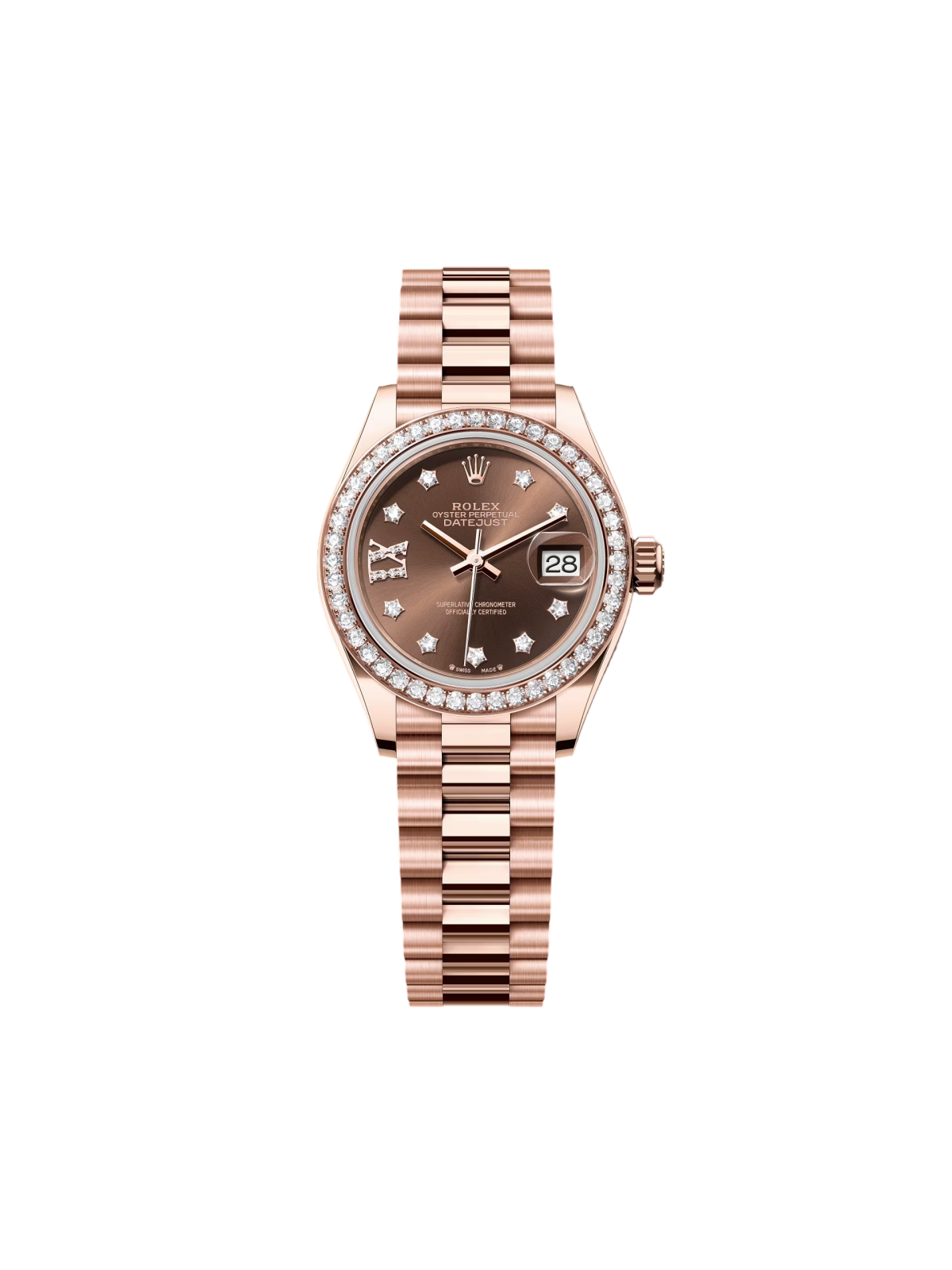 【Free Shipping】【Super Clone】RLX  Lady-Datejust 28mm 279135RBR Chocolate Diamond Dial Jubilee Bracelet