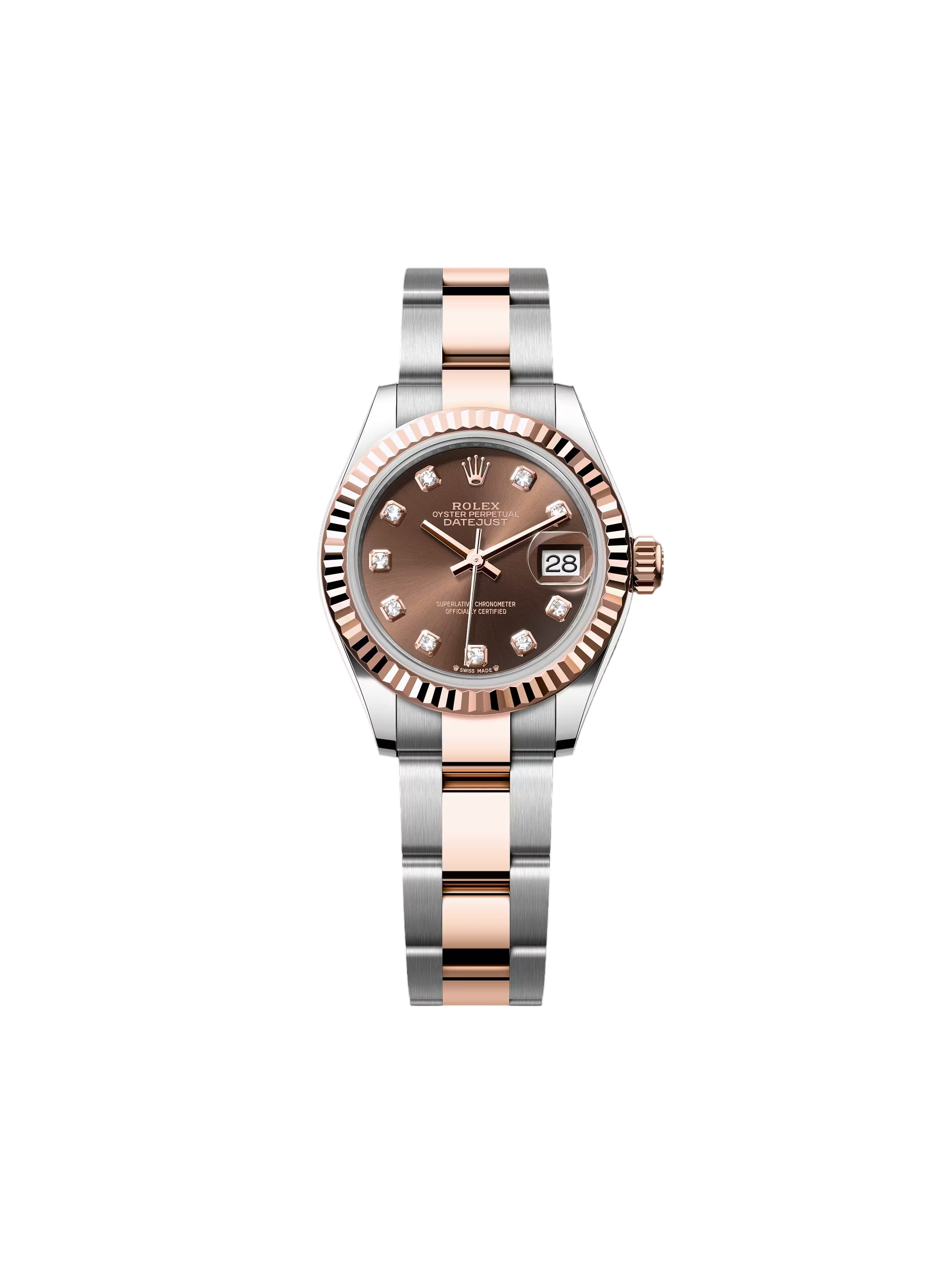 【Free Shipping】【Super Clone】RLX Lady-Datejust 28mm 279171 Chocolate Diamond Oyster Stainless Steel and Rose Gold