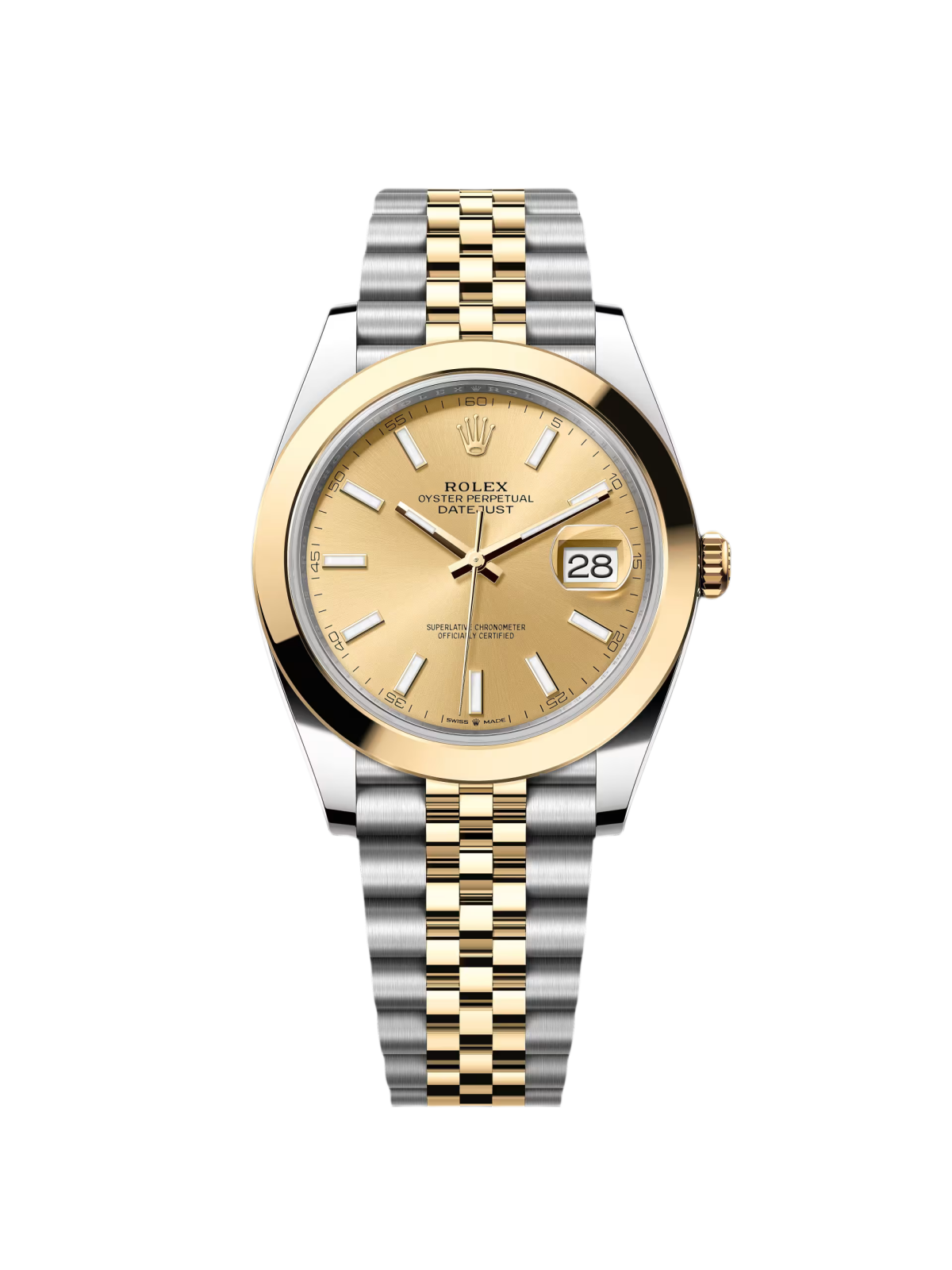 【Free Shipping】【Super Clone】RLX Datejust 41mm 126303 Champagne Index Oyster Steel and Yellow Gold Mens Watch