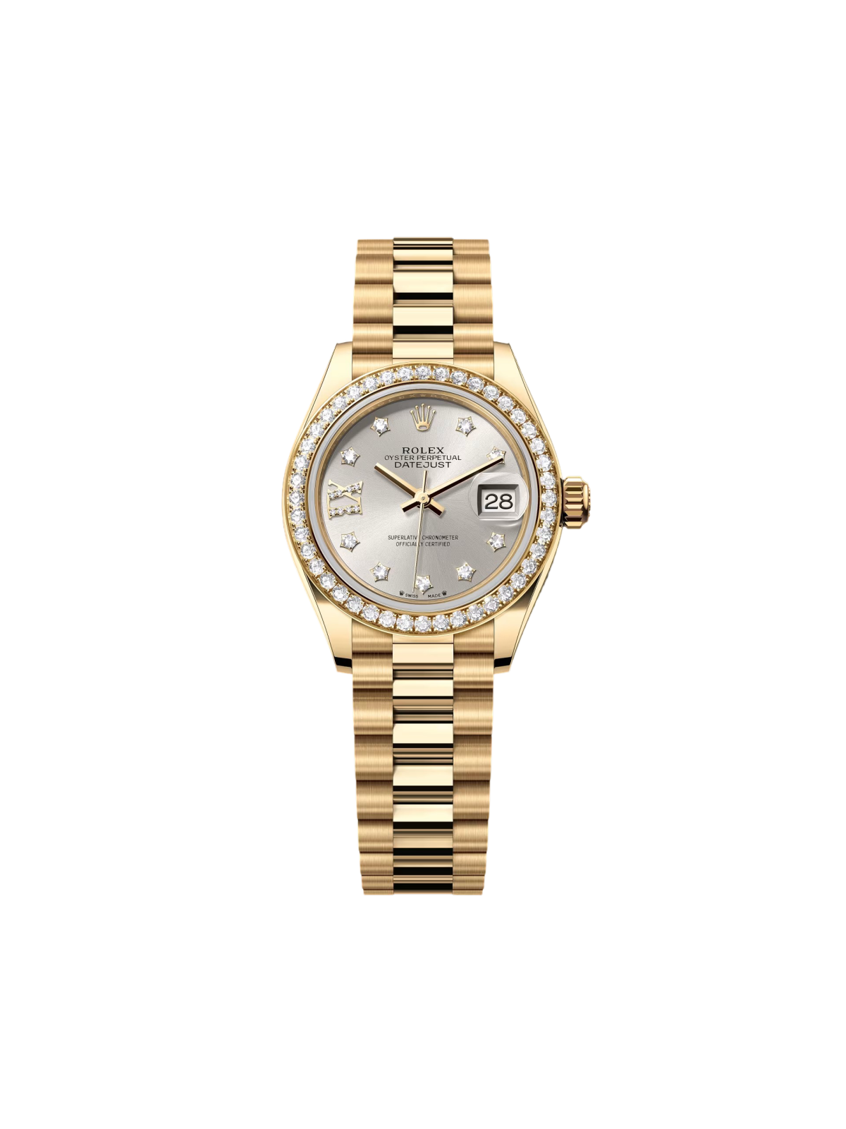 【Free Shipping】【Super Clone】RLX Lady-Datejust 28mm 279138RBR Silver Dial President Bracelet Watch