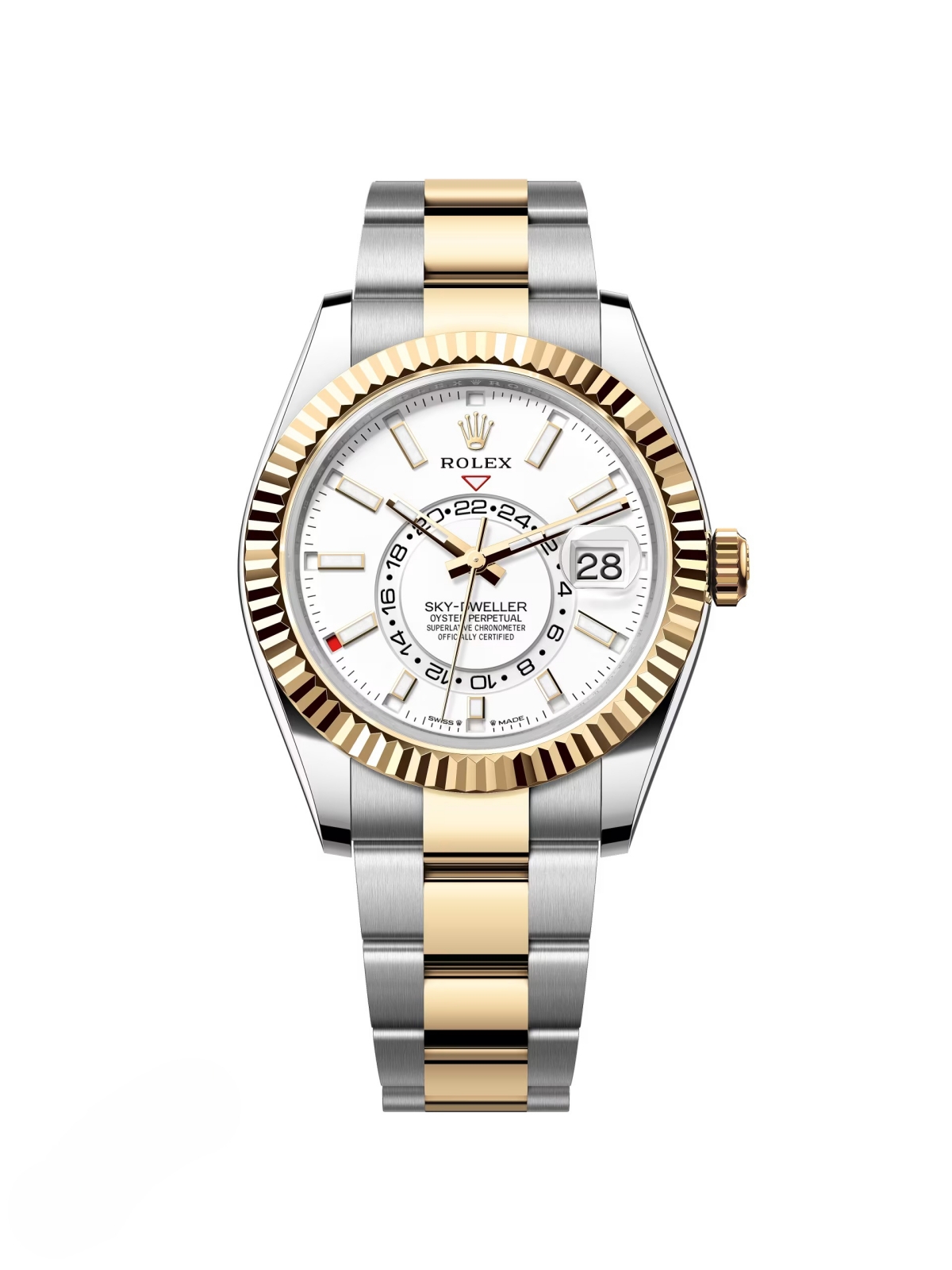 【Free Shipping】【Super Clone】RLX  Sky-Dweller 42mm 336933-0005/0006 Two-Tone Yellow Gold White Dial Oyster
