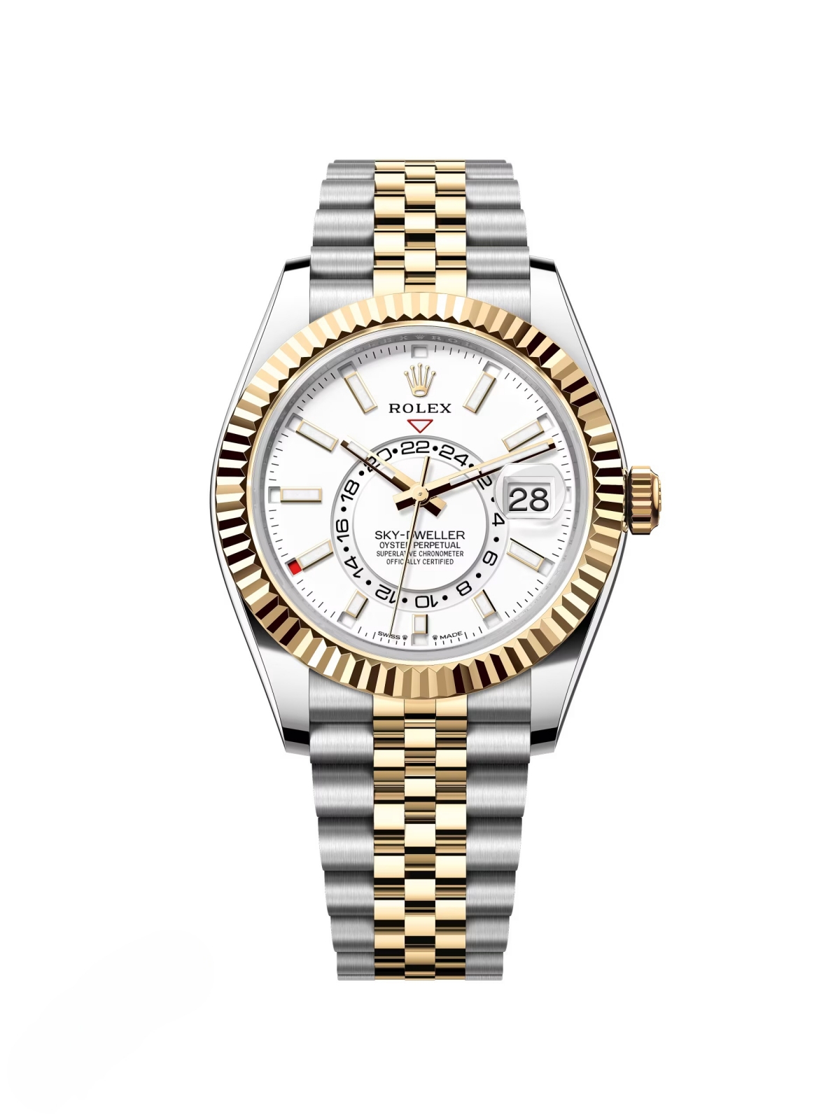 【Free Shipping】【Super Clone】RLX  Sky-Dweller 42mm 336933-0005/0006 Two-Tone Yellow Gold White Dial Oyster