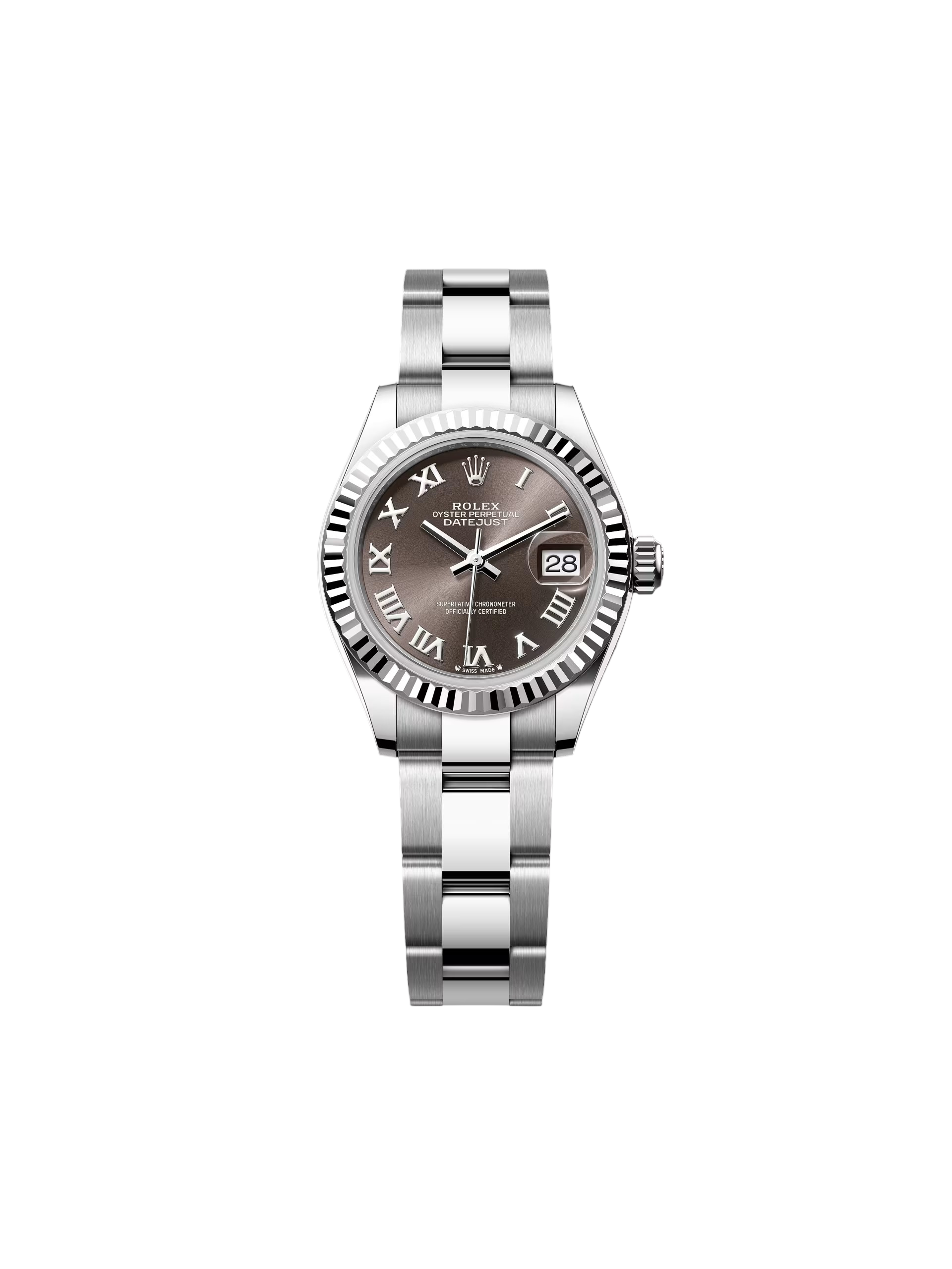 【Free Shipping】【Super Clone】RLX Lady-Datejust 28mm 279174 Dark Grey Roman Dial Oyster Bracelet