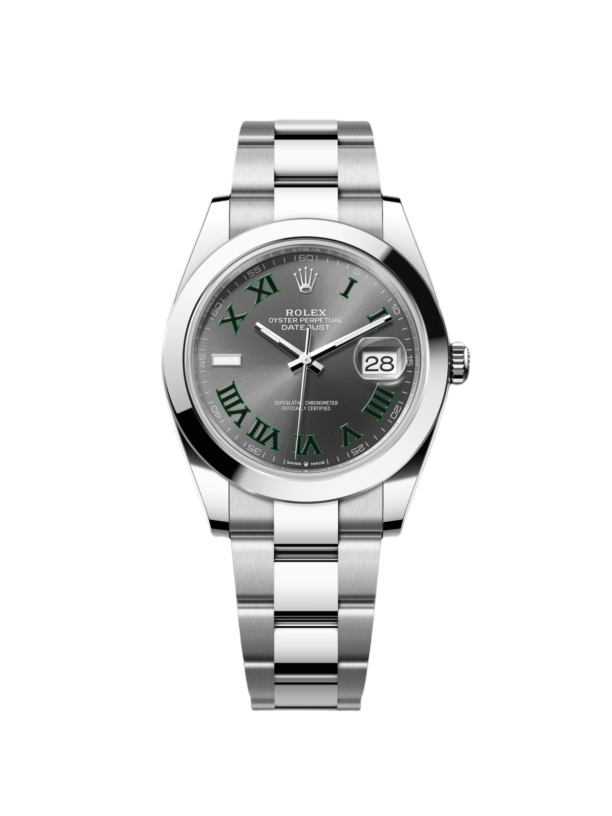 【Free Shipping】【Super Clone】RLX Datejust 41mm 126300 Slate Roman Oyster Stainless Steel Watch