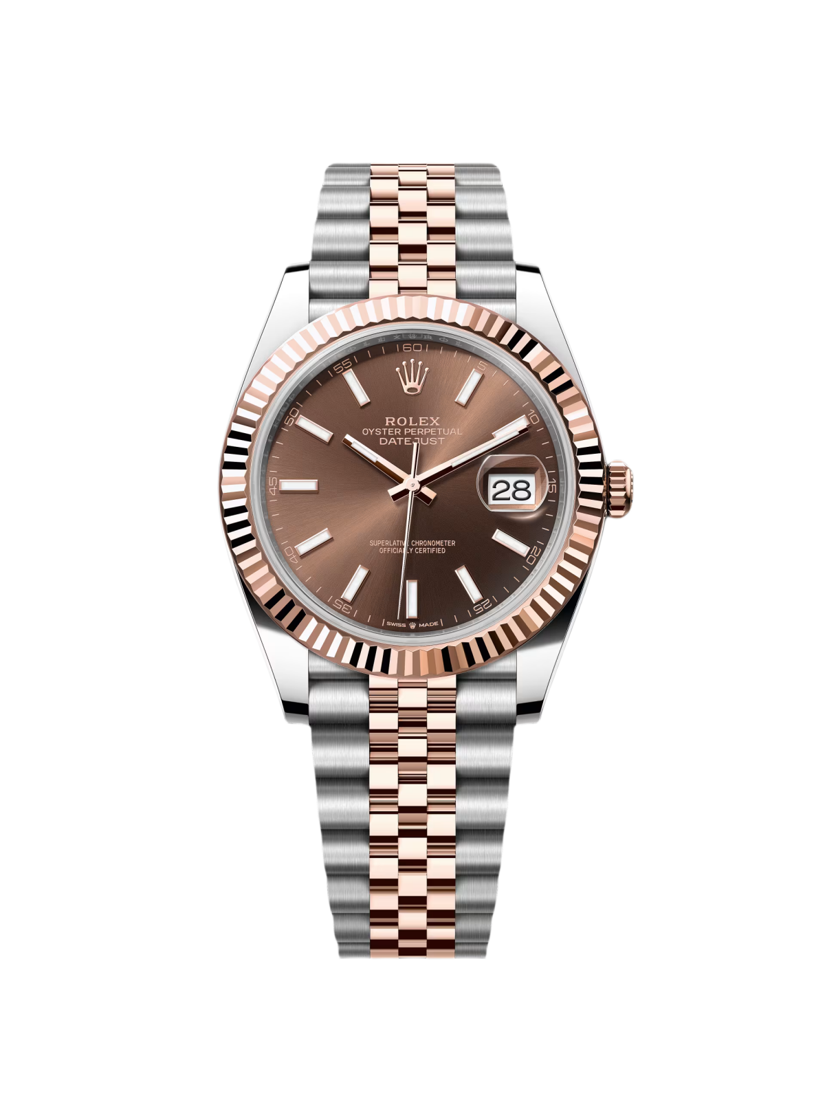 【Free Shipping】【Super Clone】RLX Datejust 41mm 126331 Chocolate Index Jubilee Steel and Everose Gold Watch