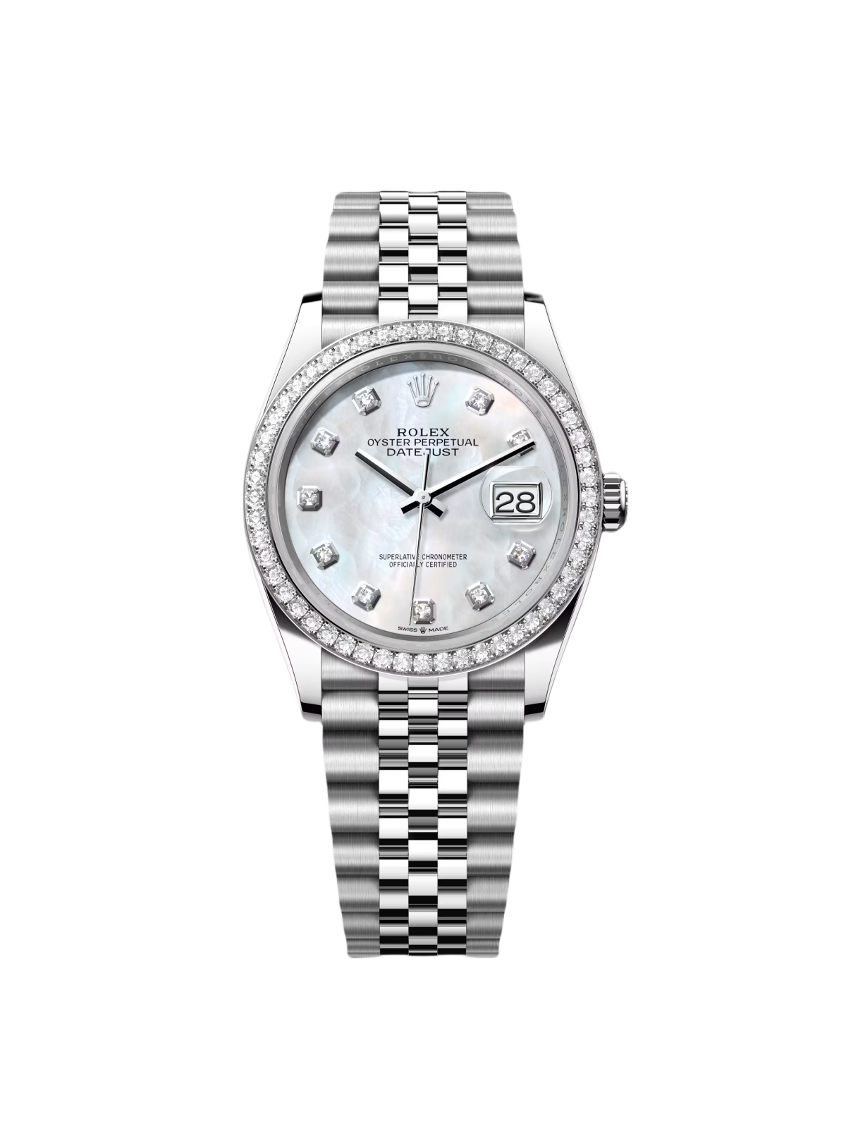 【Free Shipping】【Super Clone】RLX  Datejust 36mm 126284 Mother-of-Pearl Dial Oyster Bracelet