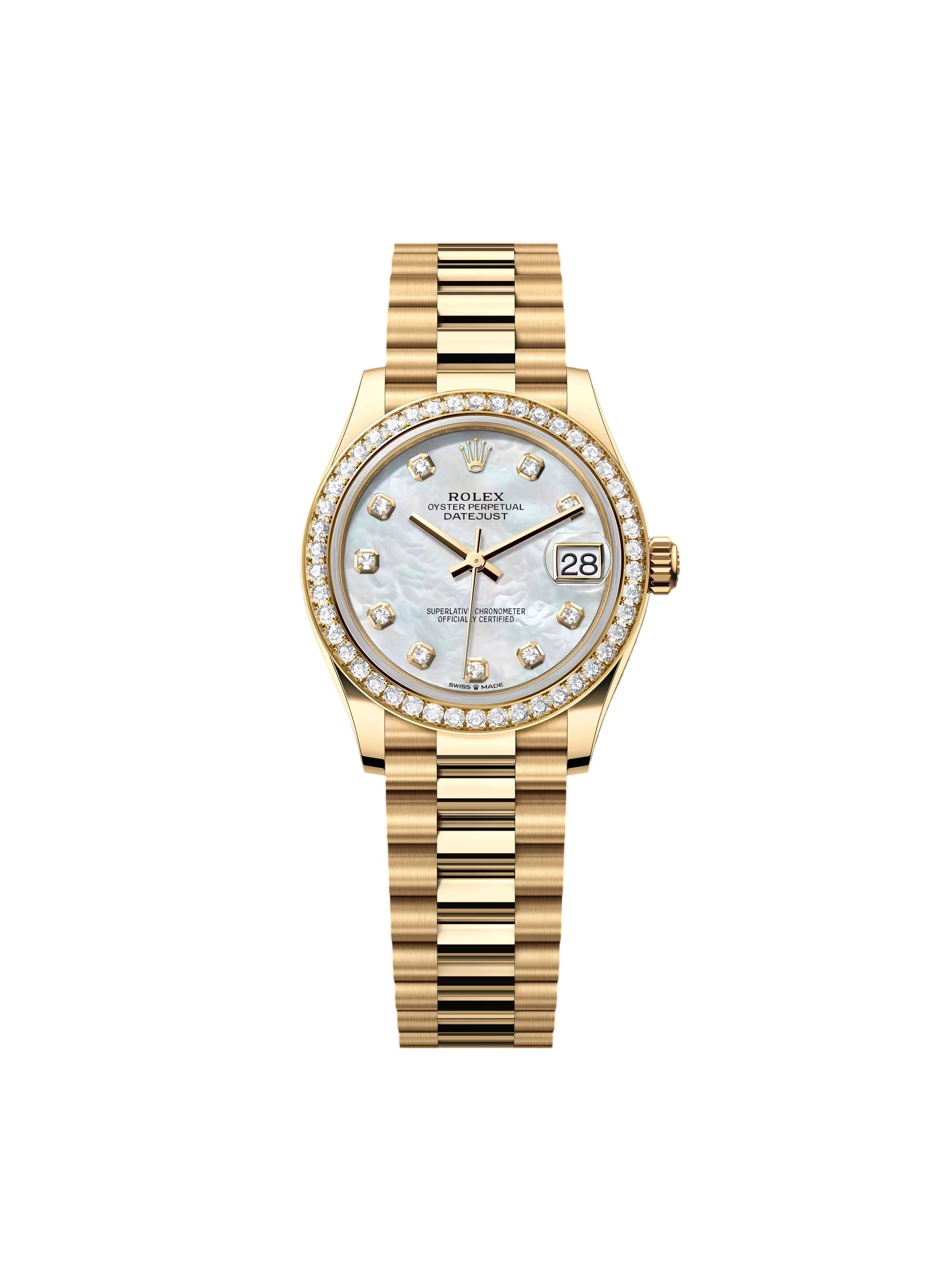 【Free Shipping】【Super Clone】RLX Datejust m278288RBR-0006 White Mother-of-Pearl 31mm Dial President Bracelet Watch