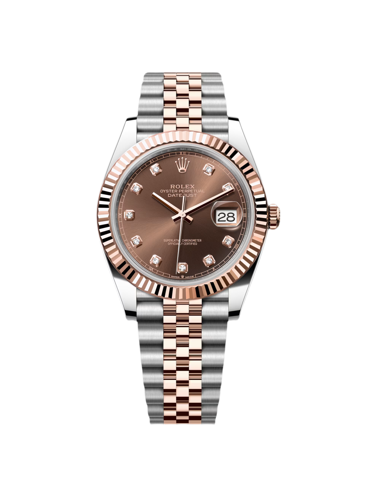【Free Shipping】【Super Clone】RLX Datejust 41mm 126331 Datejust Chocolate Diamond Oyster Steel and Everose Gold Watch
