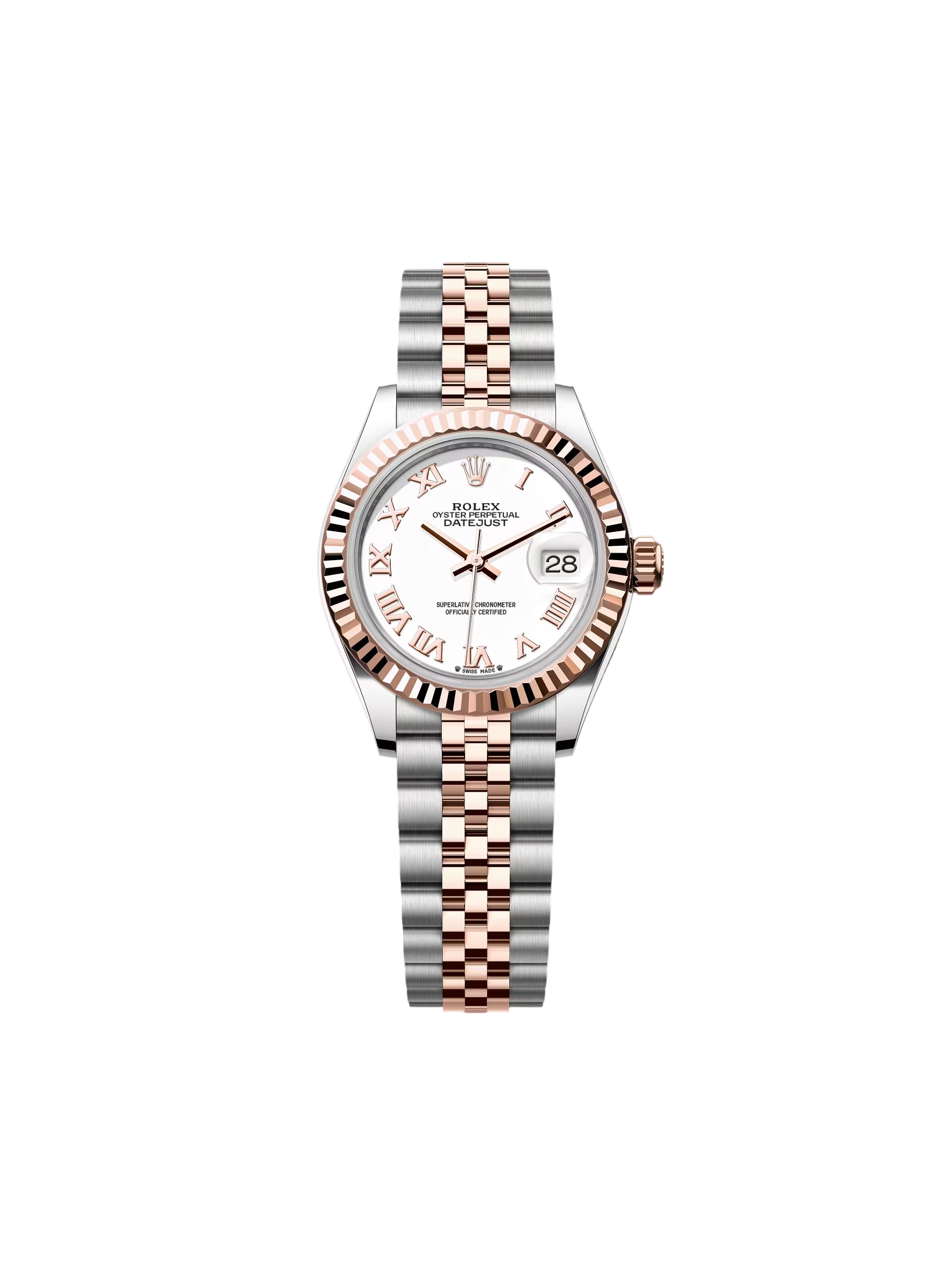 【Free Shipping】【Super Clone】RLX Lady-Datejust 28mm 279171 White Roman Oyster Stainless Steel and Rose Gold