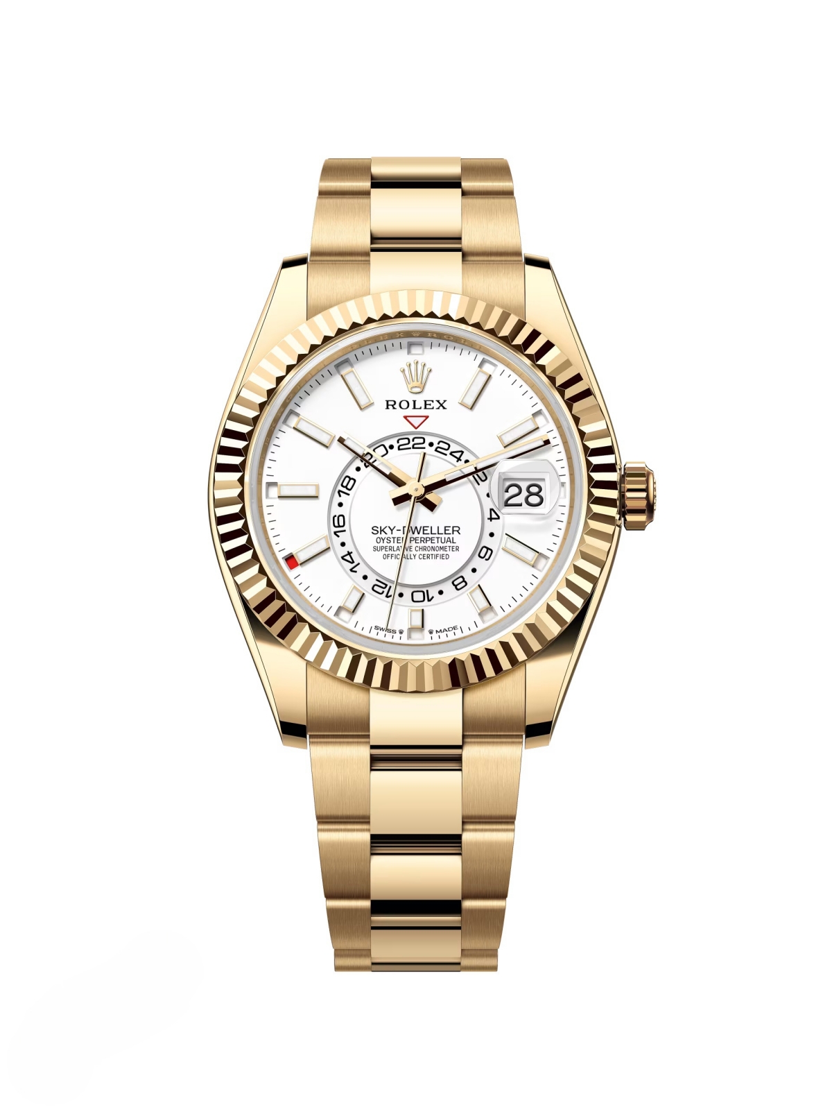 【Free Shipping】【Super Clone】RLX  Sky-Dweller 42mm 336938-0003/0006 Yellow Gold White Dial Jubilee
