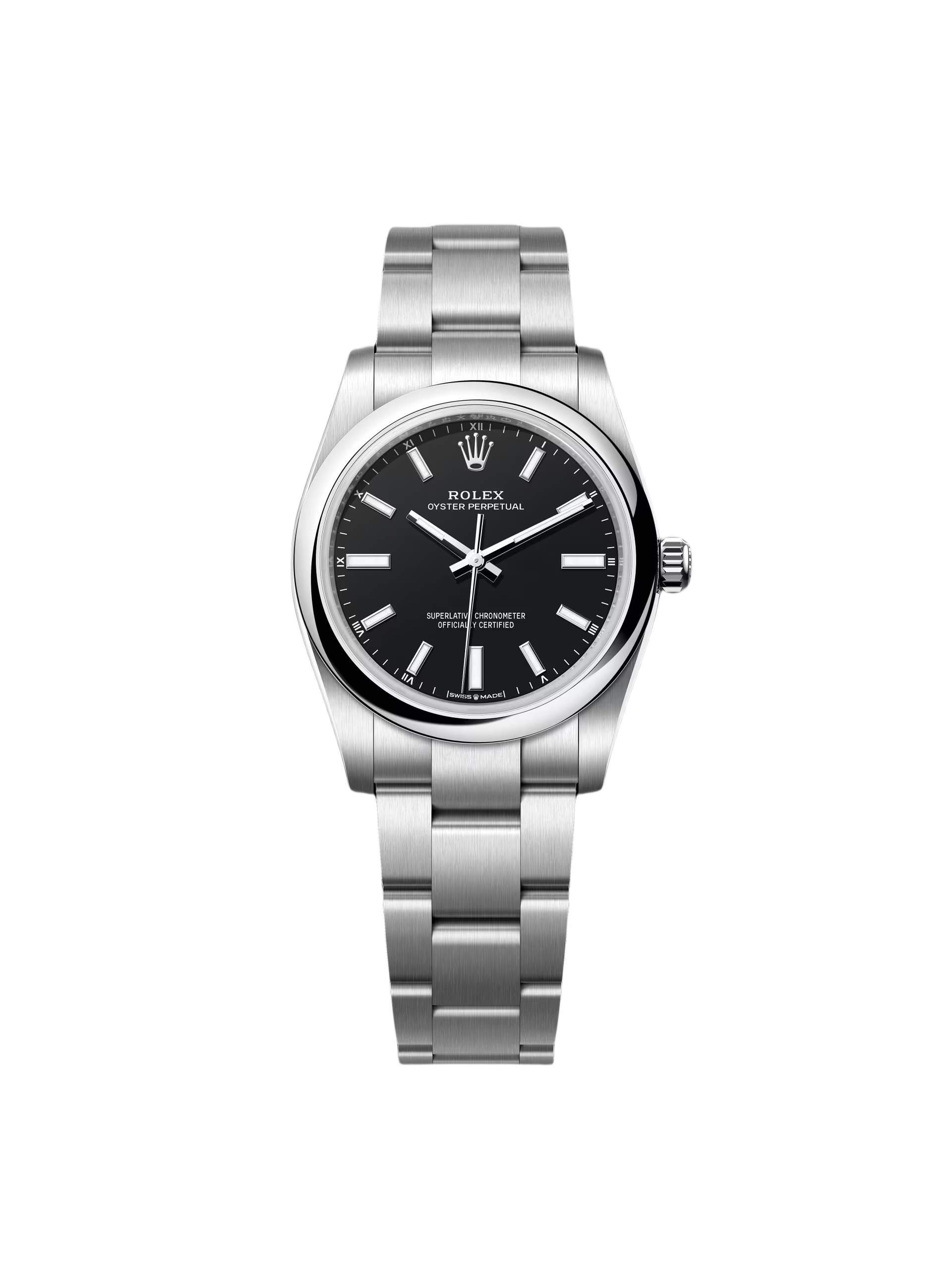 【Free Shipping】【Super Clone】RLX Oyster Perpetual 34mm 124200 Black Dial Oyster Stainless Steel Bracelet Watch