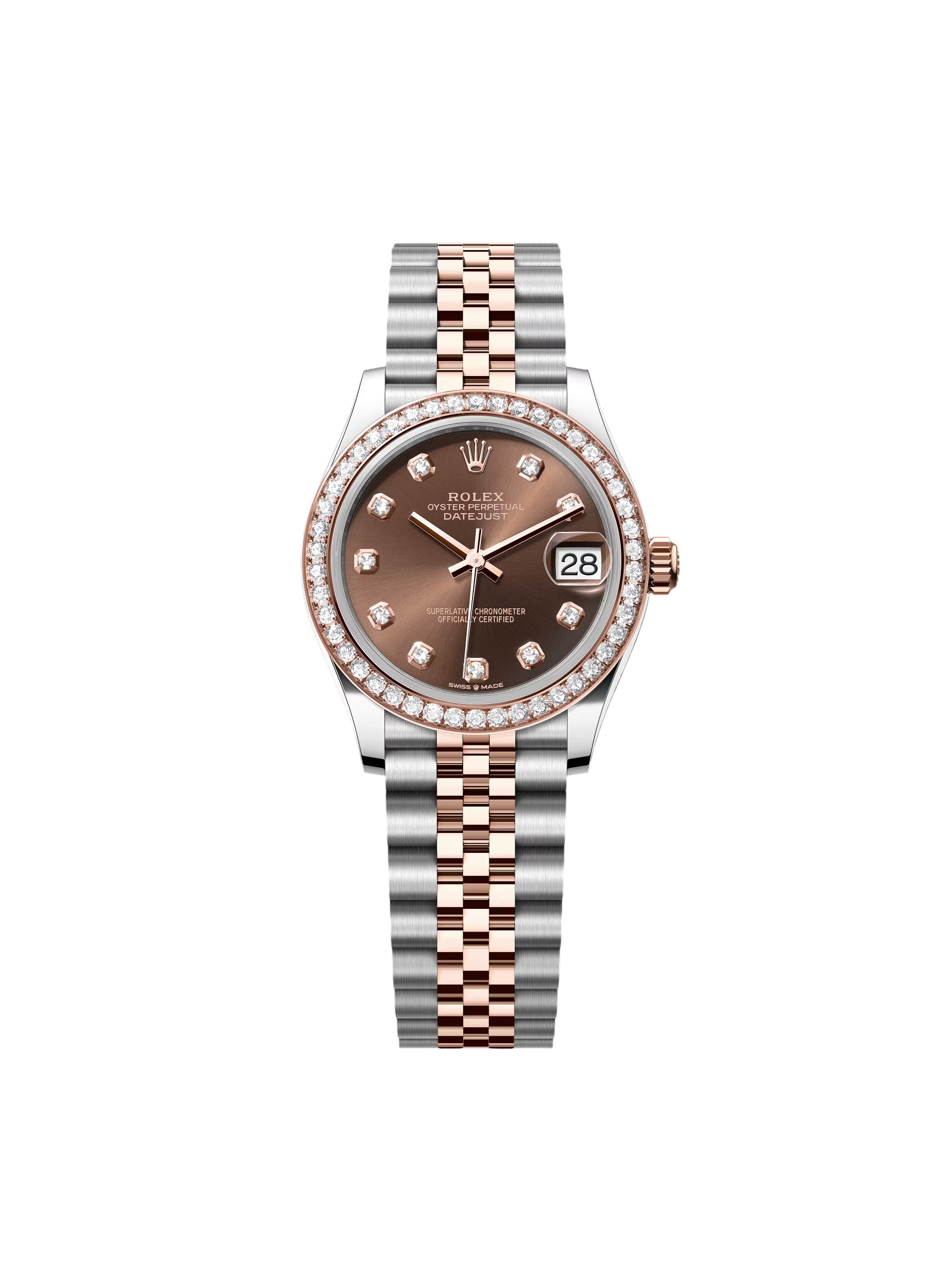 【Free Shipping】【Super Clone】RLX Datejust m278381-0027/0028 Chocolate Diamond 31mm Dial Diamond-Set Bezel and Oyster Bracelet Watch