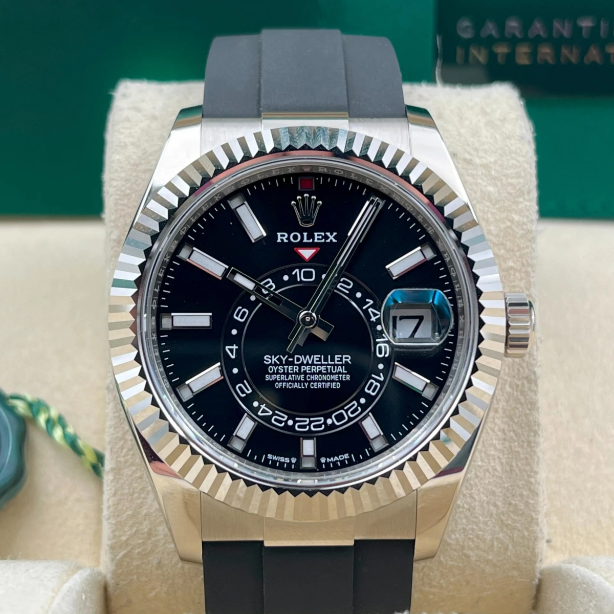 【Free Shipping】【Super Clone】RLX  Sky-Dweller 42mm White Gold Black Dial Oysterflex - 336239