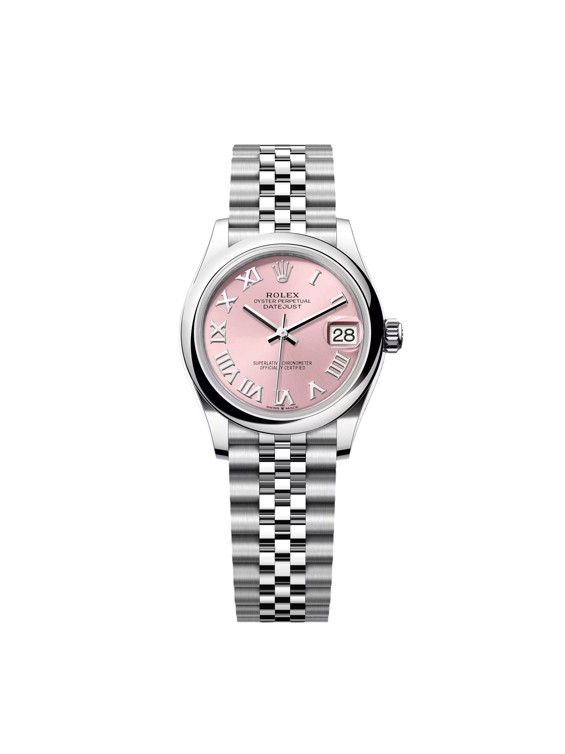【Free Shipping】【Super Clone】RLX Datejust m278240-0013/0014 31mm Pink Roman Domed Bezel Oyster Oystersteel