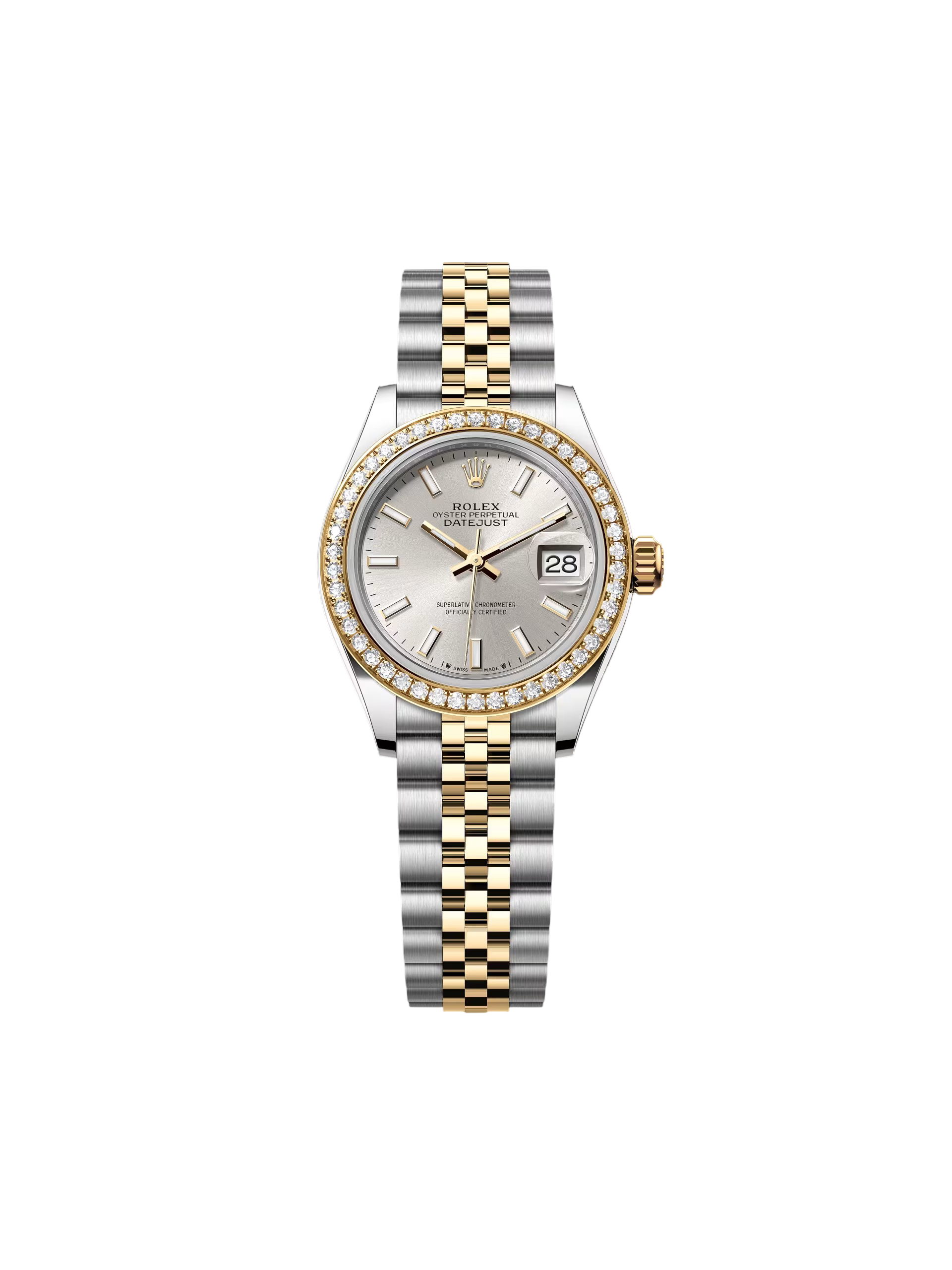 【Free Shipping】【Super Clone】RLX Lady-Datejust 28mm 279383RBR Silver Dial Yellow Rolesor Oyster Bracelet