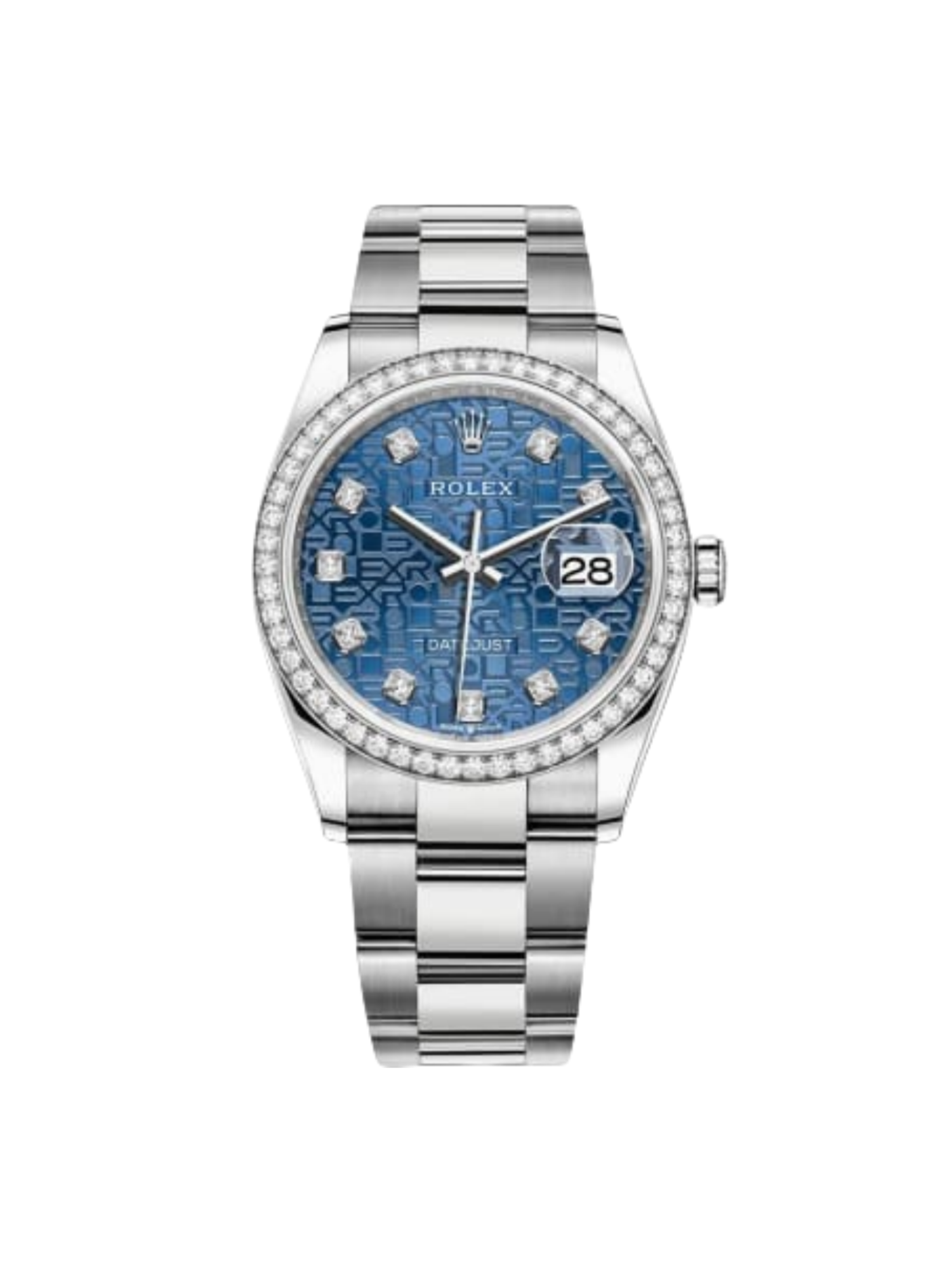 【Free Shipping】【Super Clone】RLX  Datejust 36mm 126284 Blue Jubilee Diamond Dial & Diamond Bezel, Stainless Steel Oyster Bracelet Watch