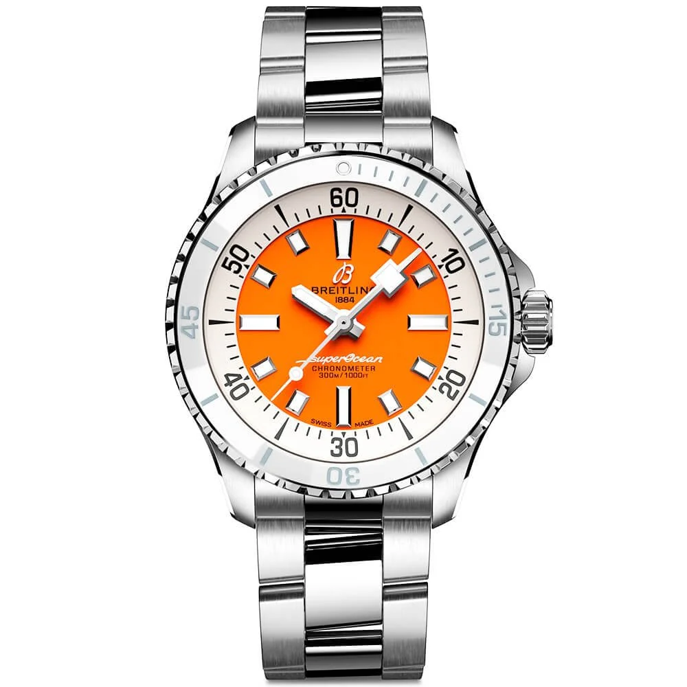 【Free Shipping】【Super Clone】BREITLINGSuperocean 36mm Orange Dial Ladies Automatic Bracelet Watch