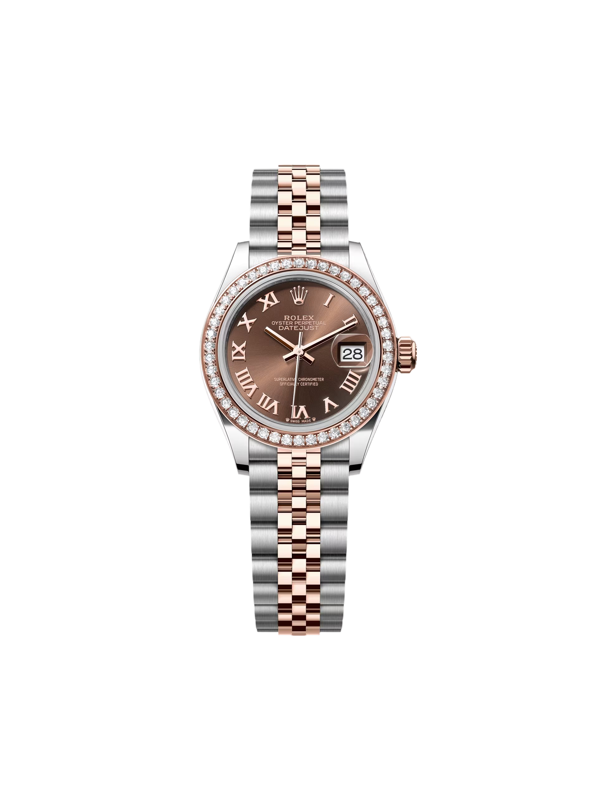 【Free Shipping】【Super Clone】RLX Lady-Datejust 28mm 279381RBR Chocolate Roman Dial Oyster Bracelet