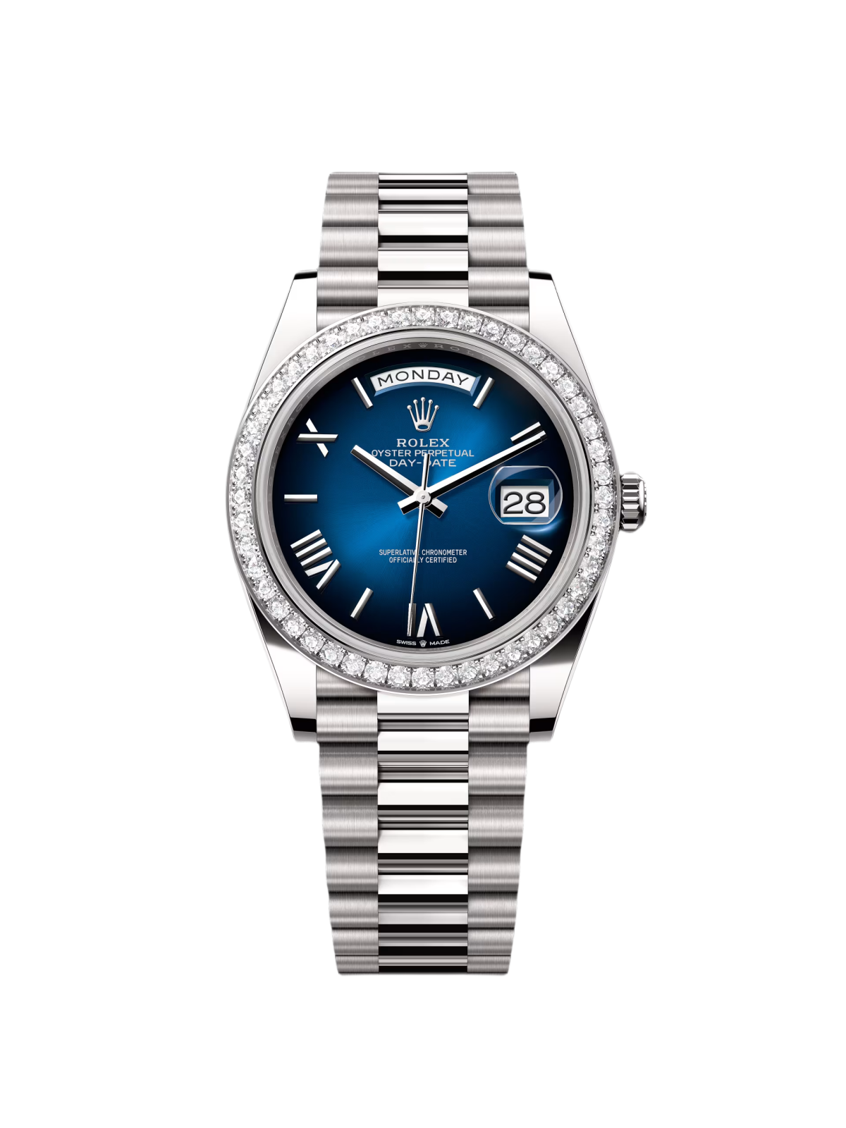 【Free Shipping】【Super Clone】RLX Day-Date 40mm 228349RBR-0045 Blue Ombré Dial President Bracelet
