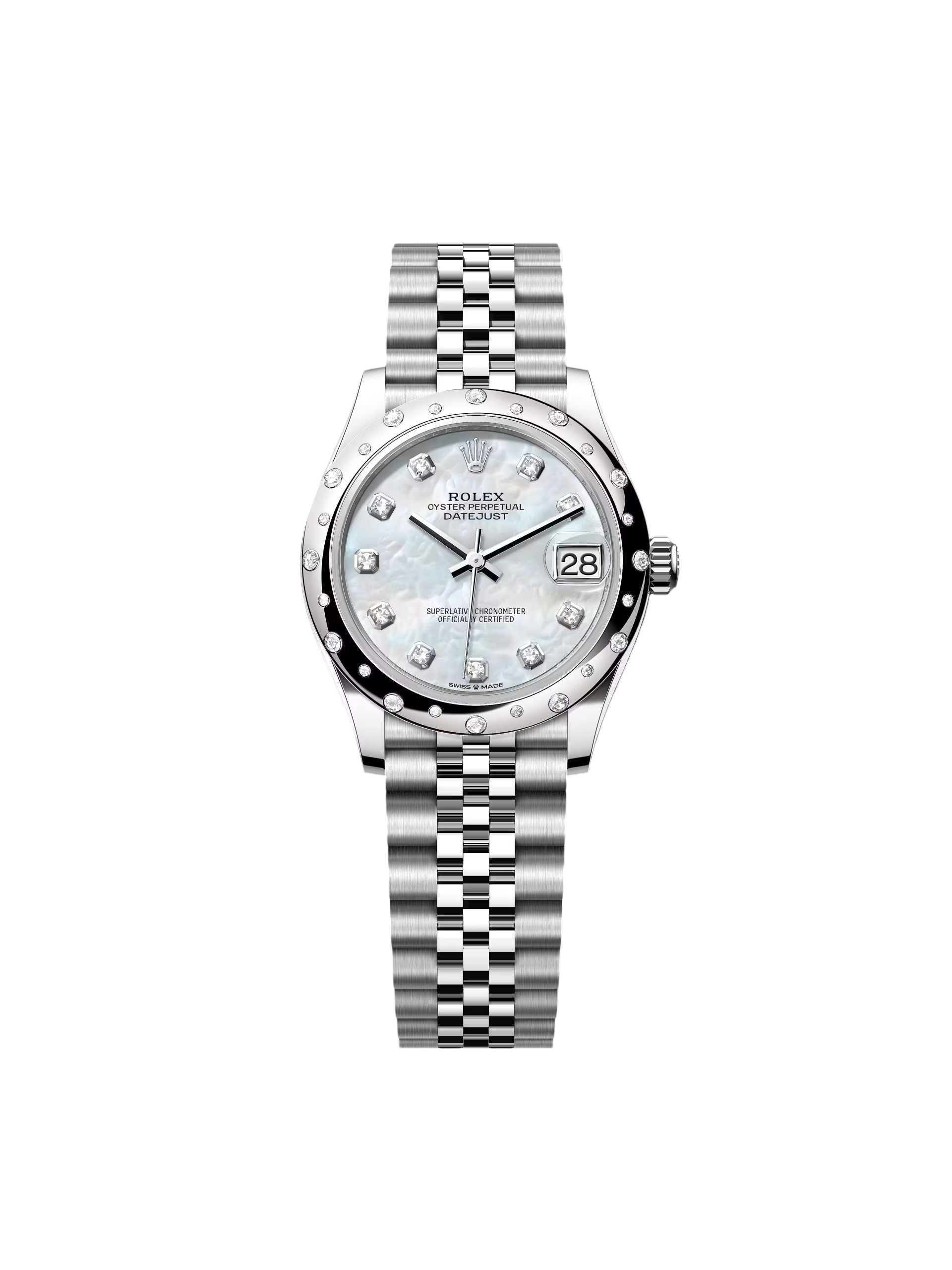 【Free Shipping】【Super Clone】RLX Datejust m278344-0005/0006 Mother-of-Pearl Dial 31mm Domed Diamond Oyster Watch