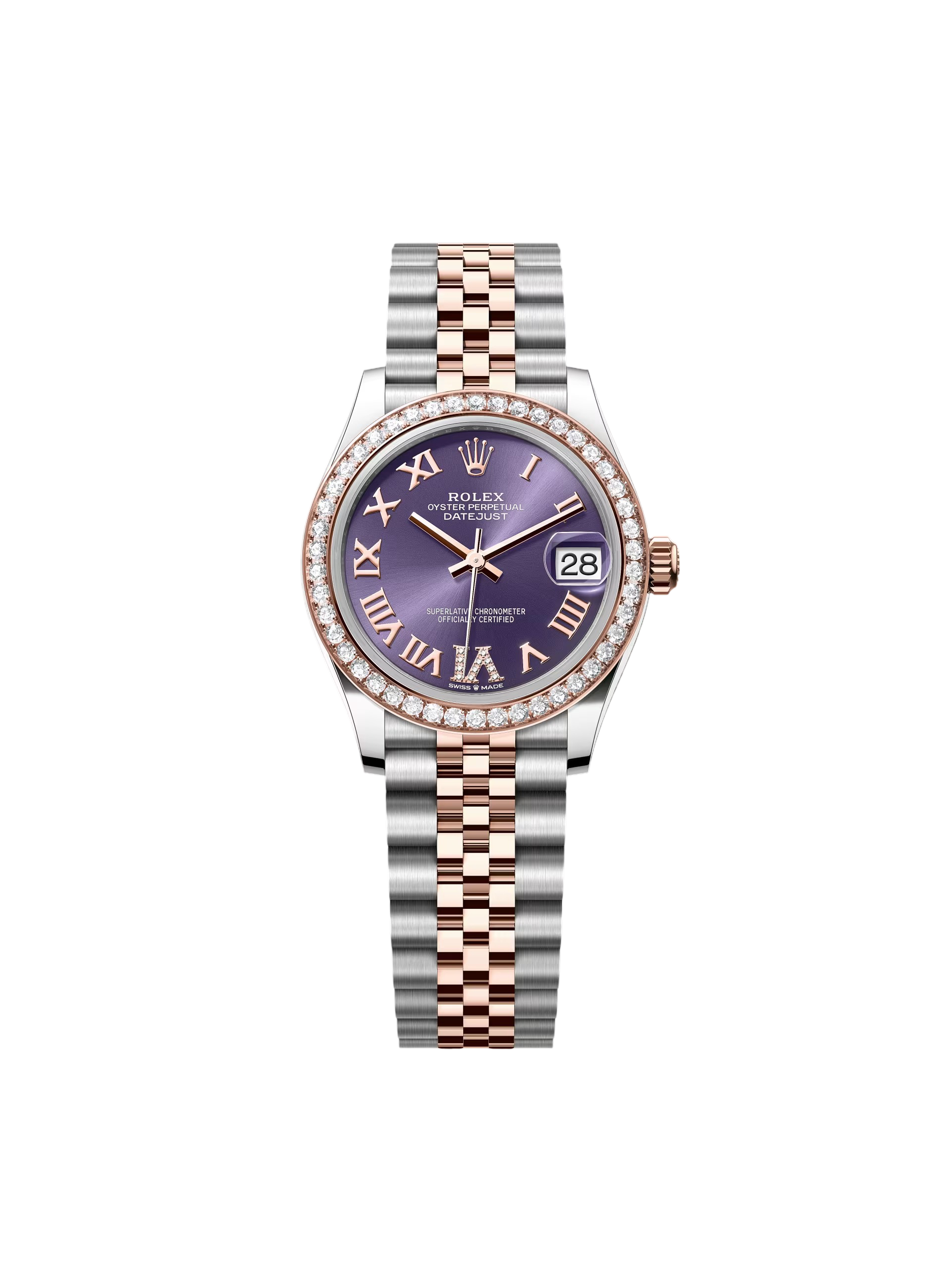 【Free Shipping】【Super Clone】RLX Datejust m278381-0015/0016 Aubergine Roman Dial 31mm Oyster Bracelet