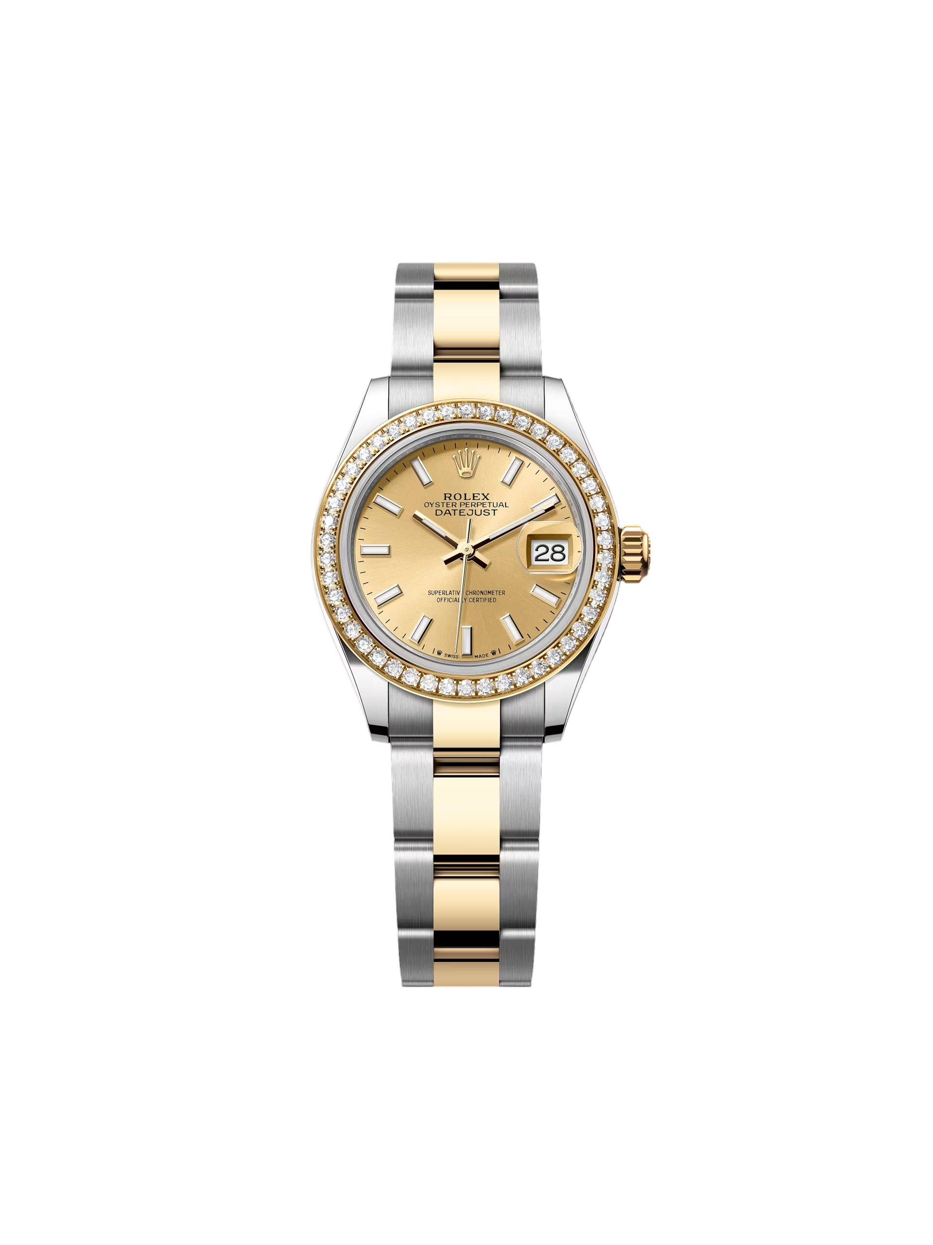 【Free Shipping】【Super Clone】RLX Lady-Datejust 28mm 279383RBR Champagne Dial Yellow Rolesor Oyster Bracelet