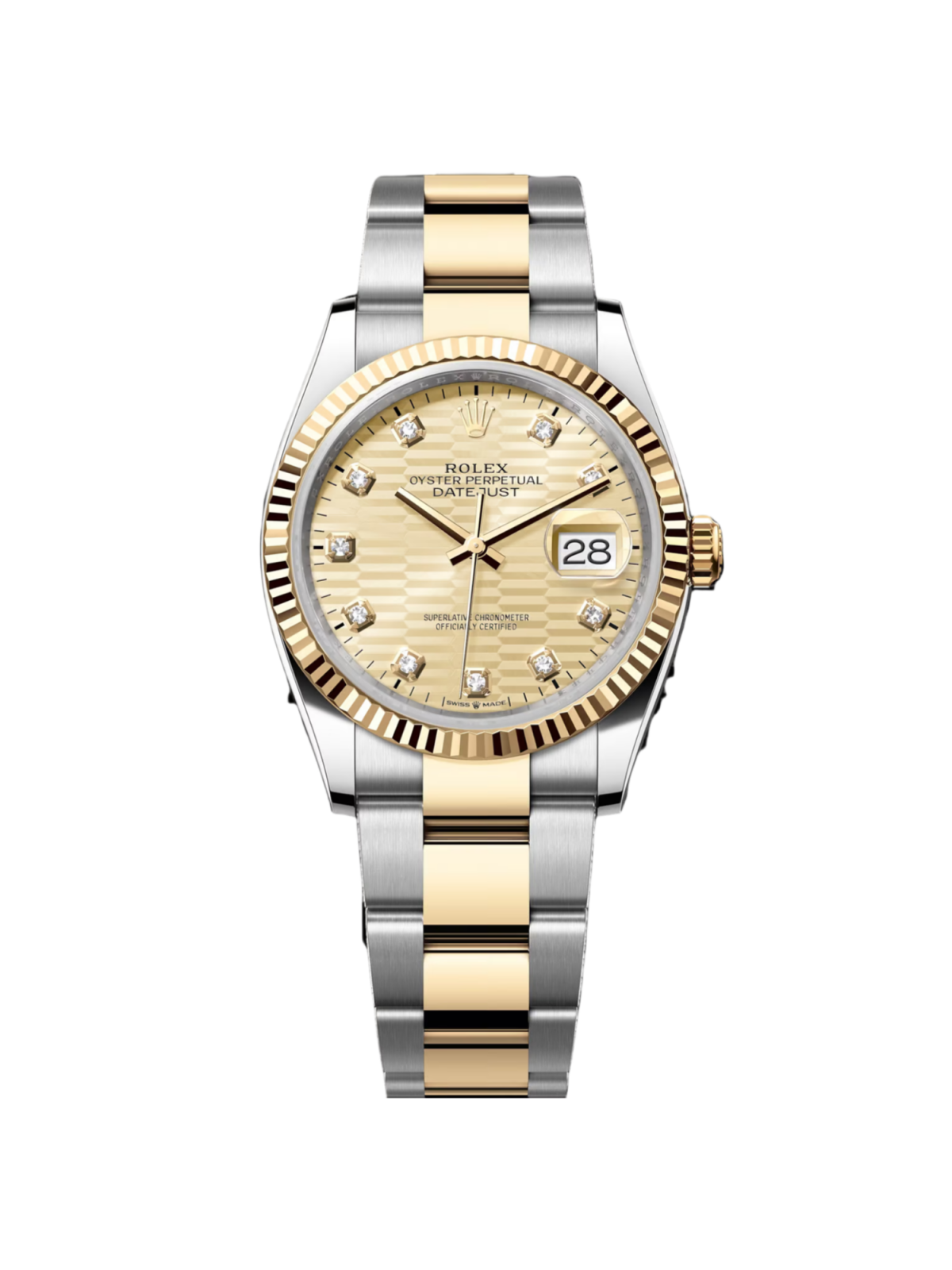 【Free Shipping】【Super Clone】RLX  Datejust 36mm 126233 Champagne Fluted Motif Diamond Dial Jubilee Bracelet