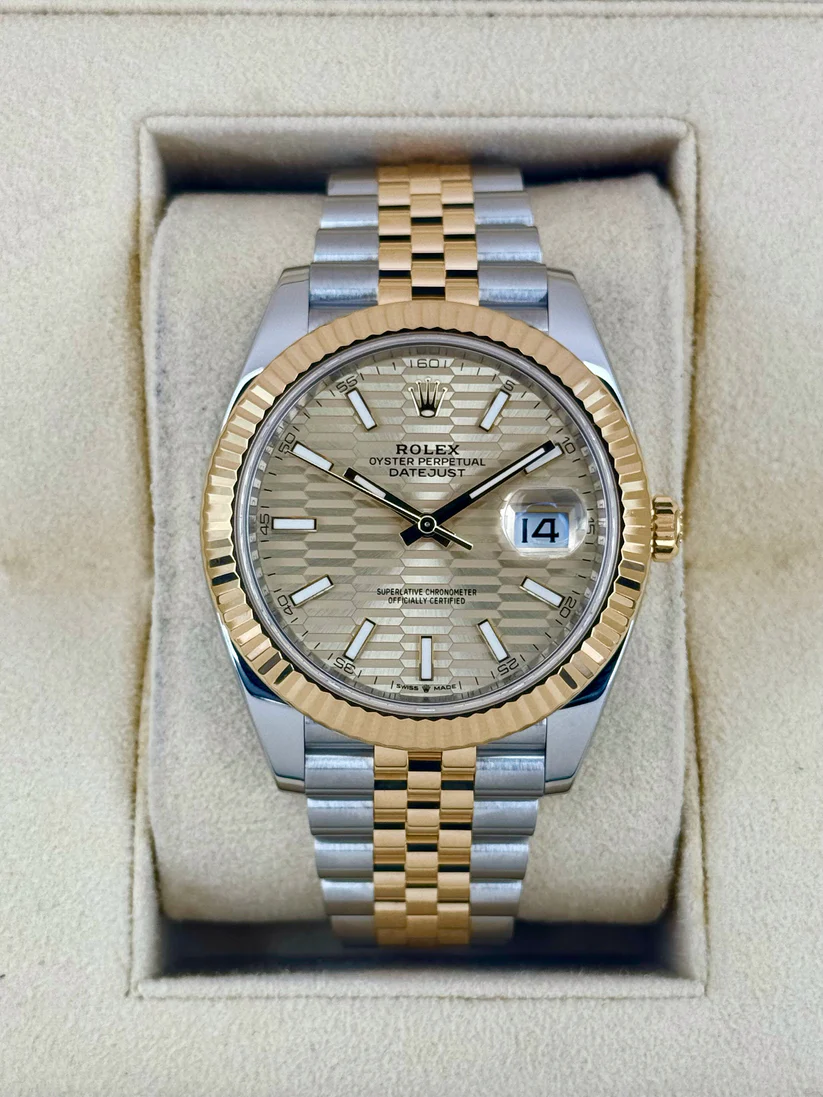 【Free Shipping】【Super Clone】RLX  Datejust 41mm Swiss Replica Watch | Two Tone Jubilee Bracele Champagne Fluted Dial Ref 126333
