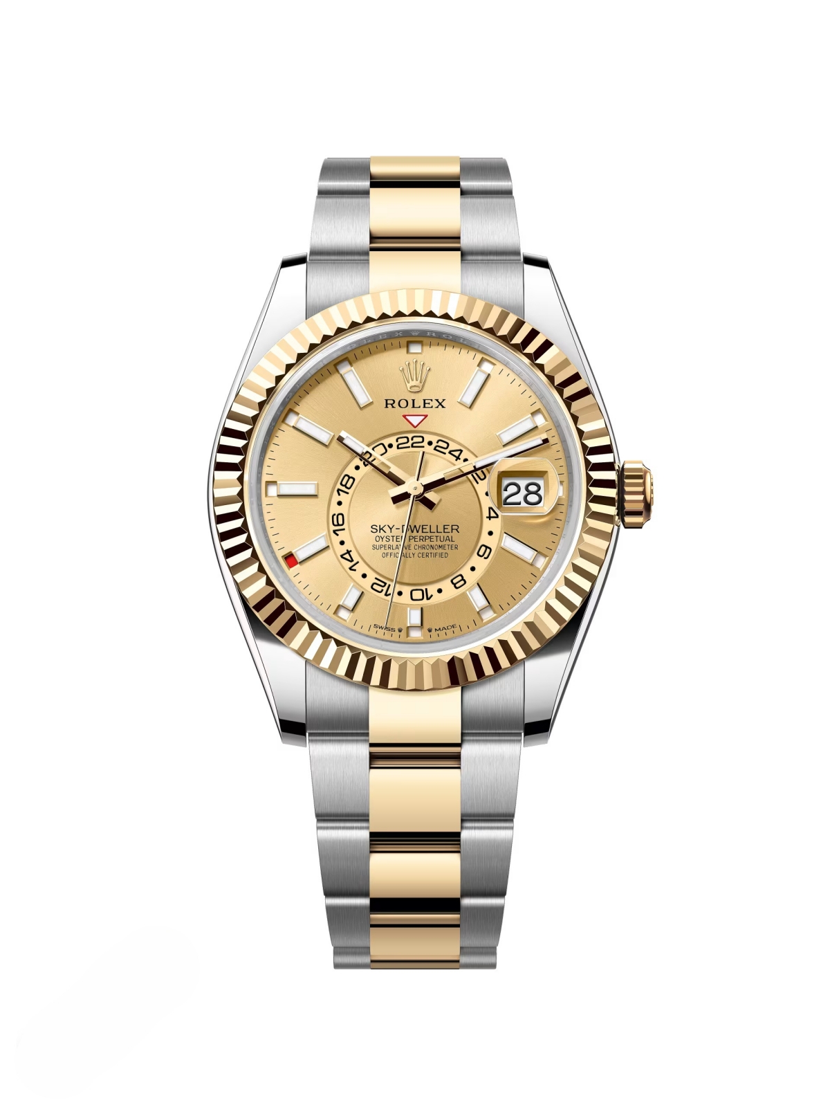 【Free Shipping】【Super Clone】RLX  Sky-Dweller 42mm 336933-0001/0002 Two-Tone Yellow Gold Champagne Dial Oyster