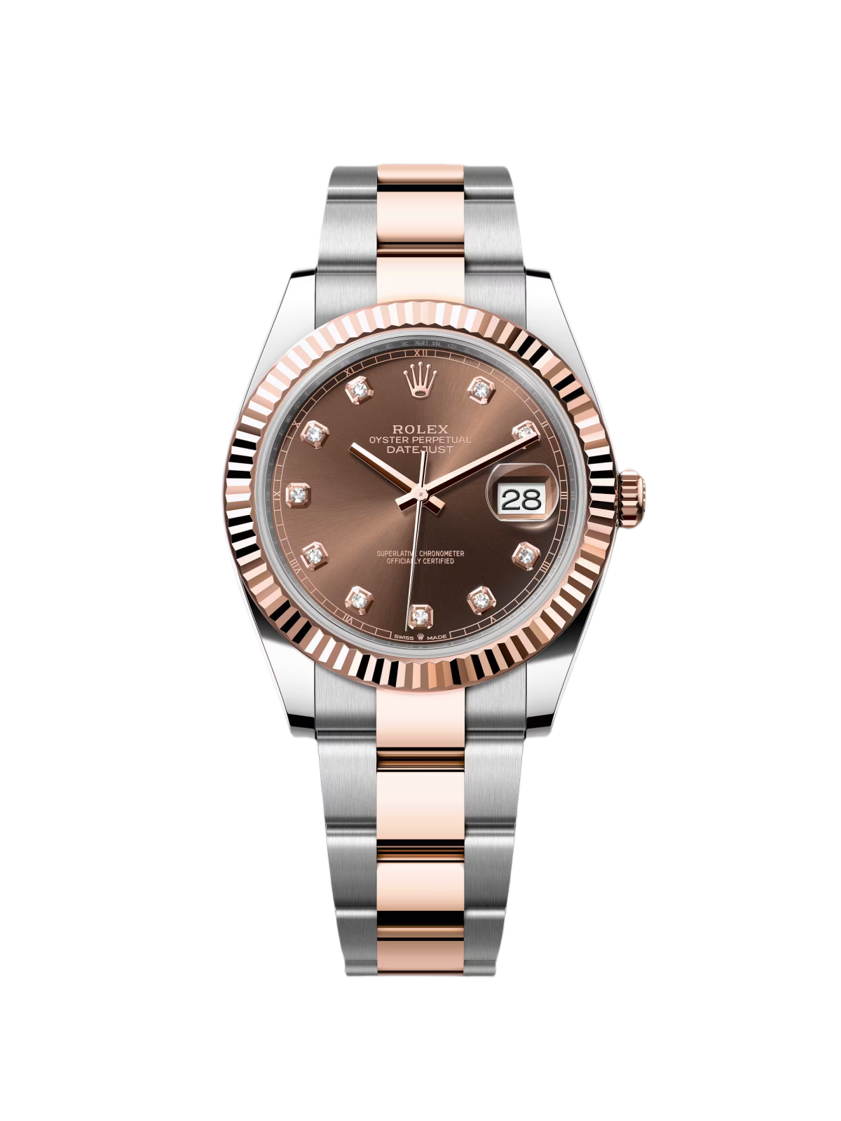 【Free Shipping】【Super Clone】RLX Datejust 41mm 126331 Datejust Chocolate Diamond Oyster Steel and Everose Gold Watch